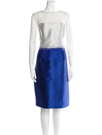 Teri Jon Colorblock Pattern Midi Length Dress