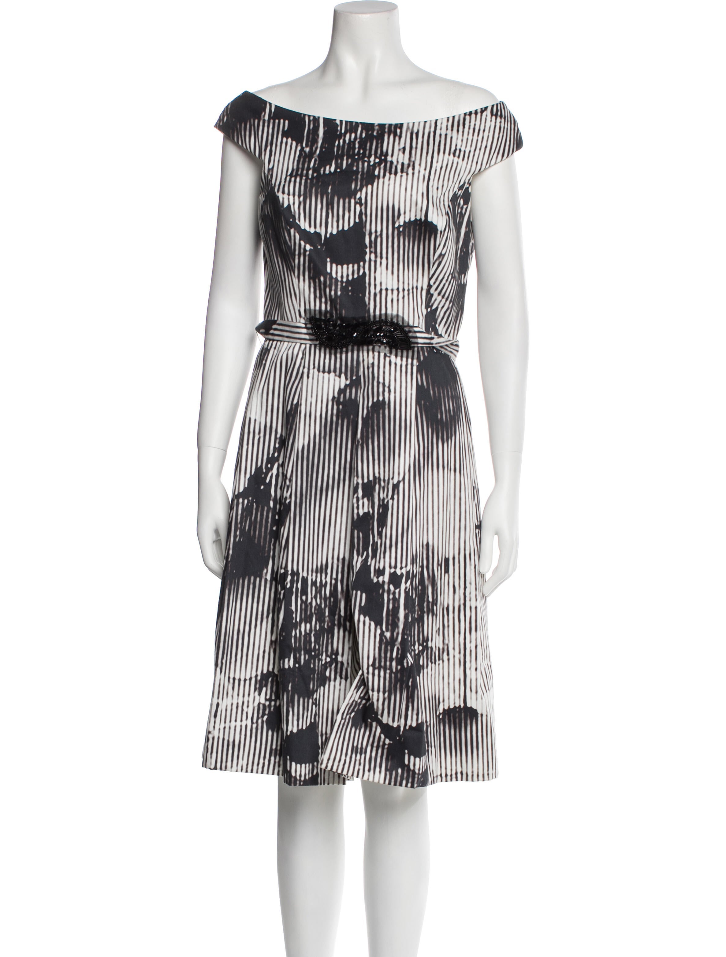 Teri Jon Striped Knee-Length Dress