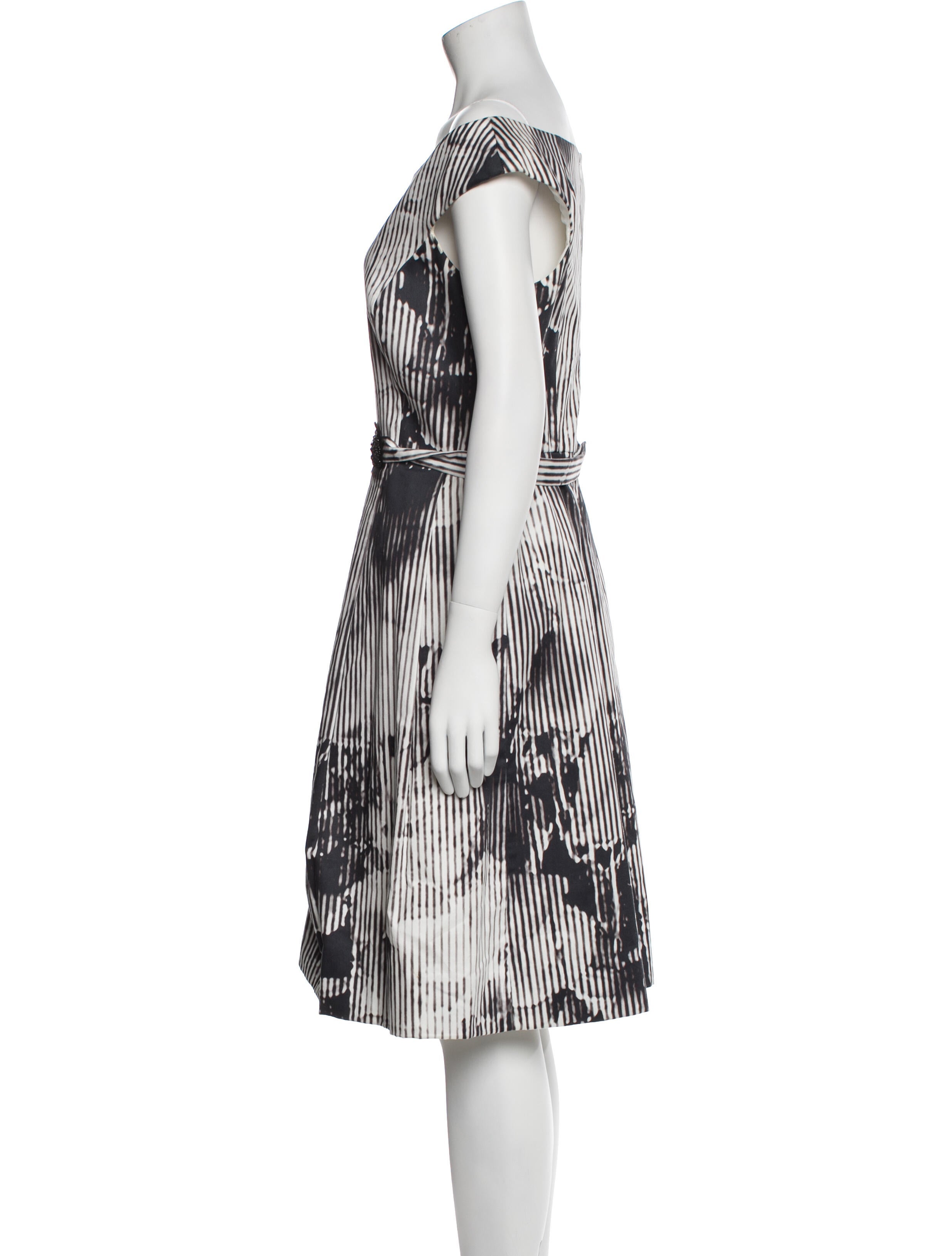 Teri Jon Striped Knee-Length Dress