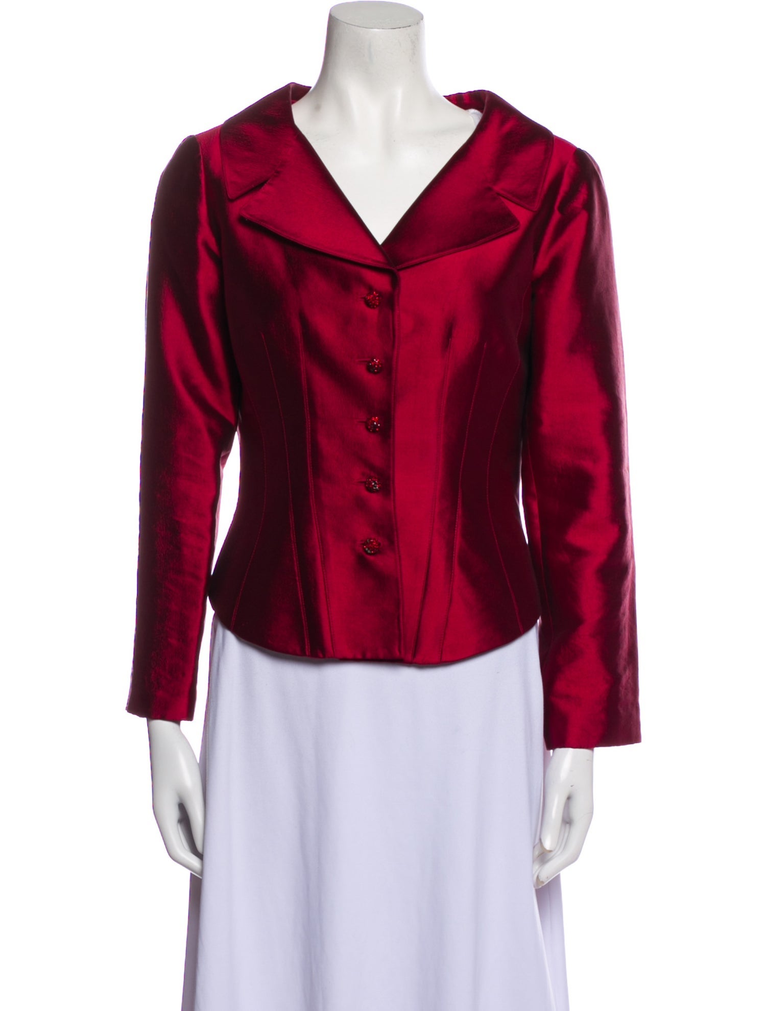 Teri Jon by Rickie Freeman Silk Crystal Embellishments Long Sleeve Top