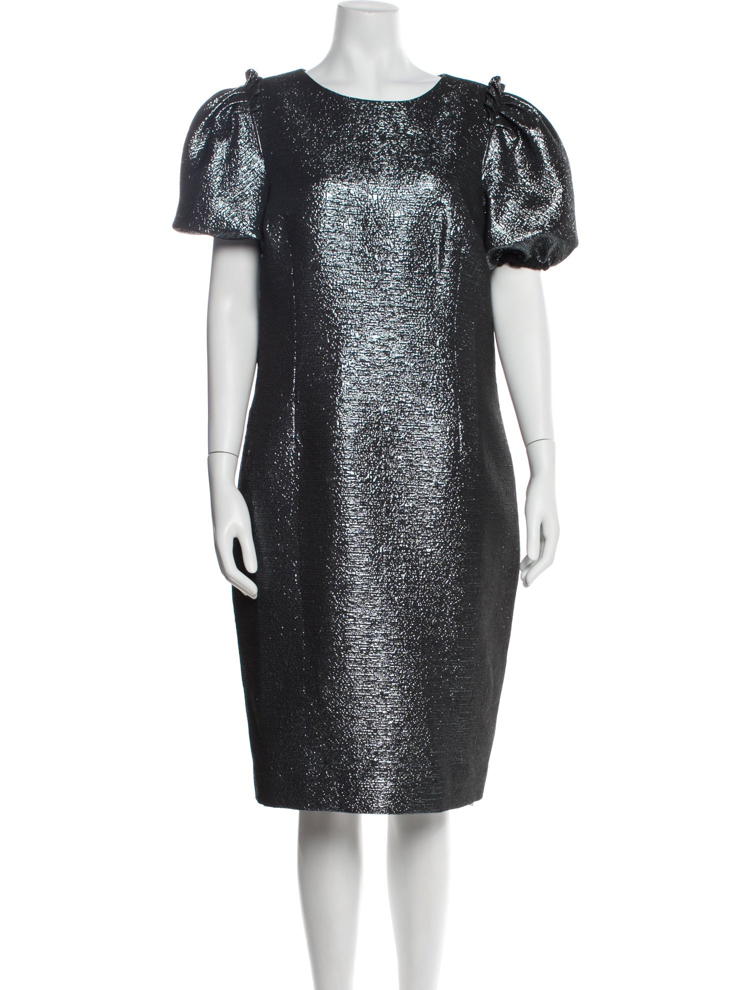 Teri Jon Bateau Neckline Midi Length Dress