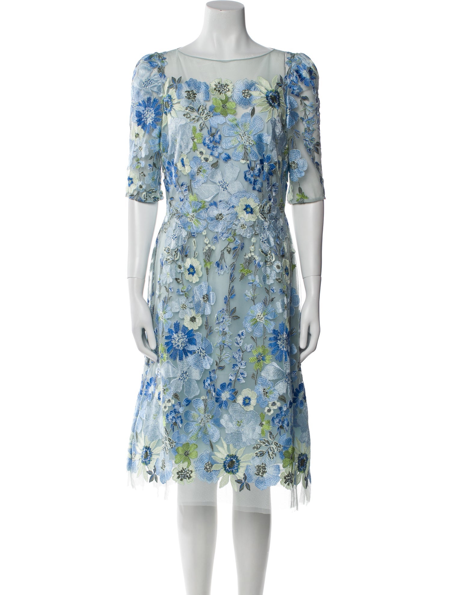 Teri Jon Floral Print Midi Length Dress