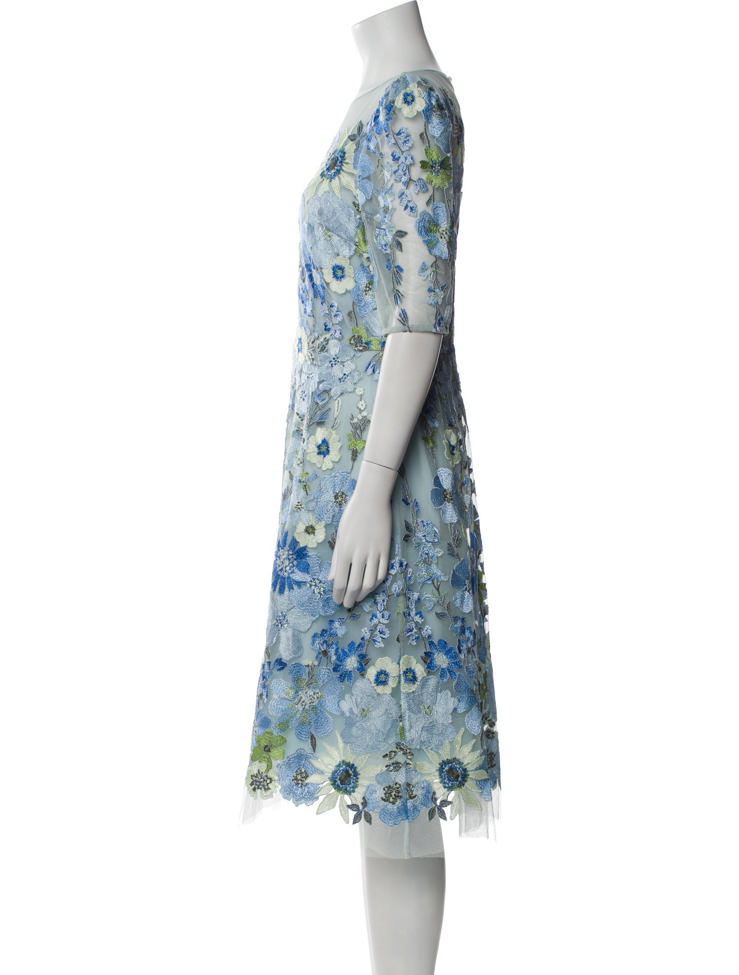 Teri Jon Floral Print Midi Length Dress