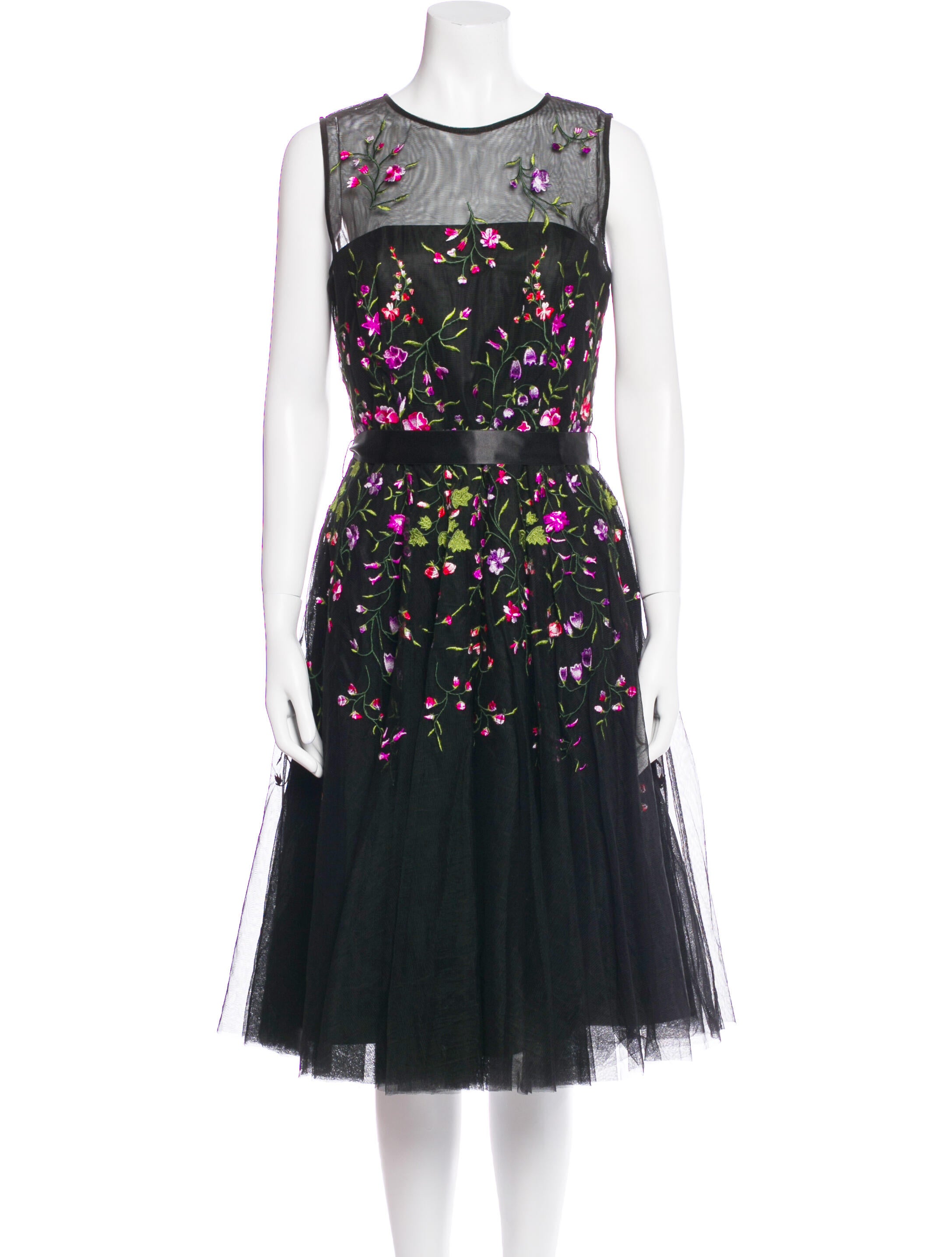 Teri Jon Scoop Neck Midi Length Dress