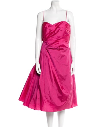 Teri Jon Square Neckline Midi Length Dress