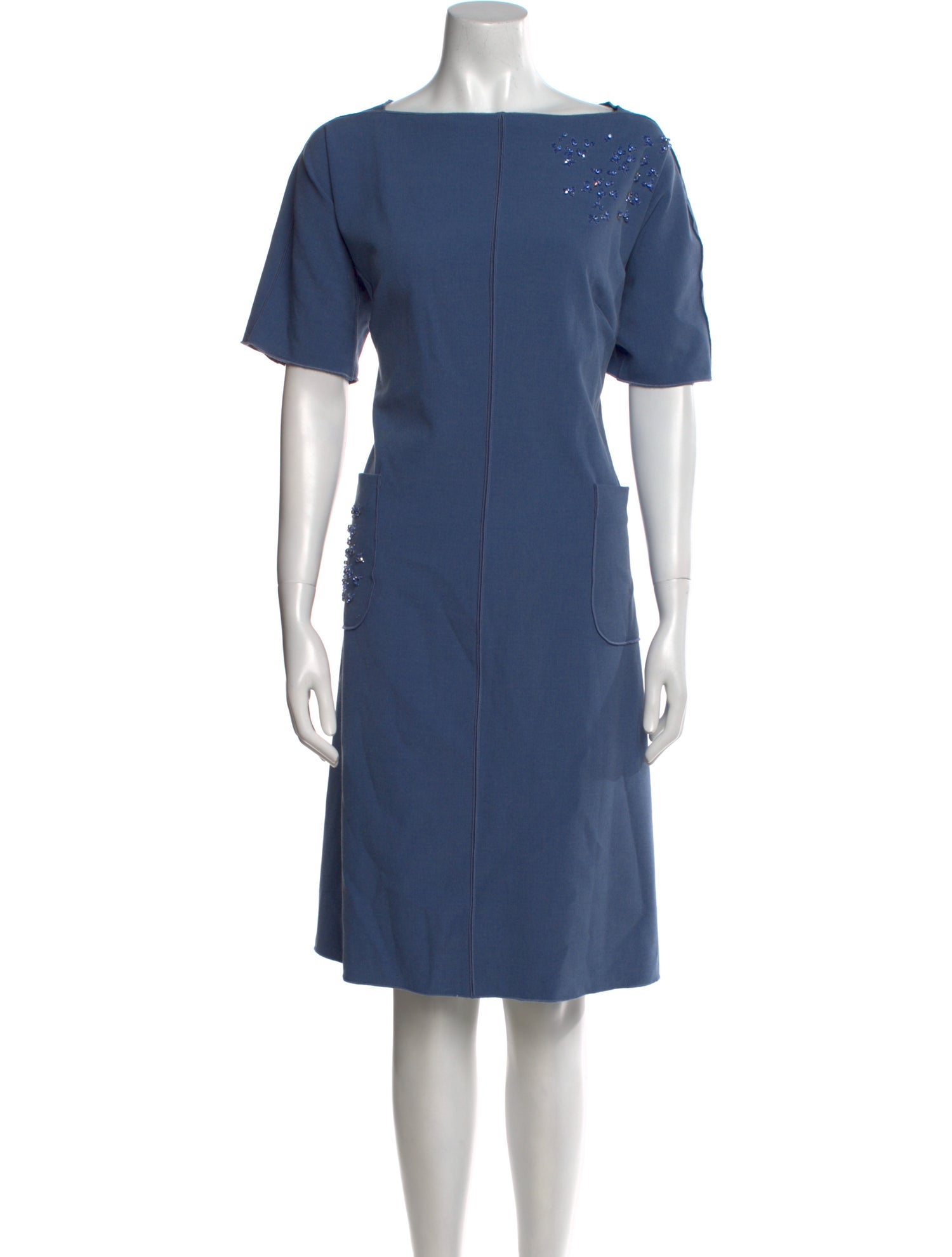 Teri Jon Bateau Neckline Knee-Length Dress