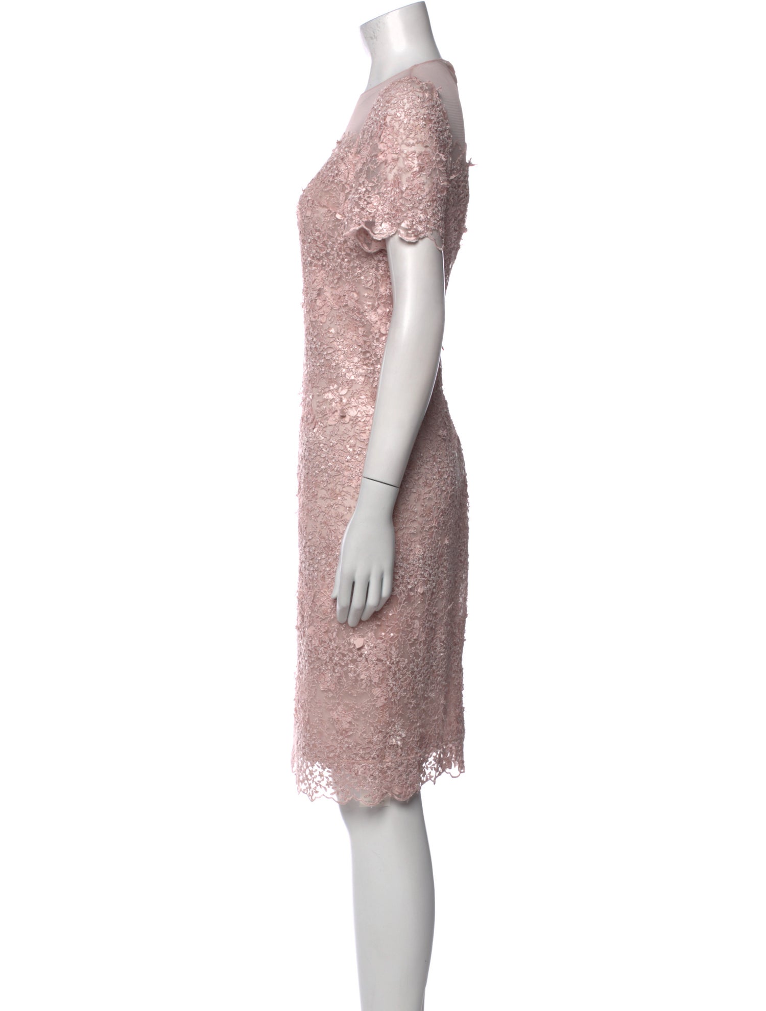 Teri Jon Bateau Neckline Knee-Length Dress