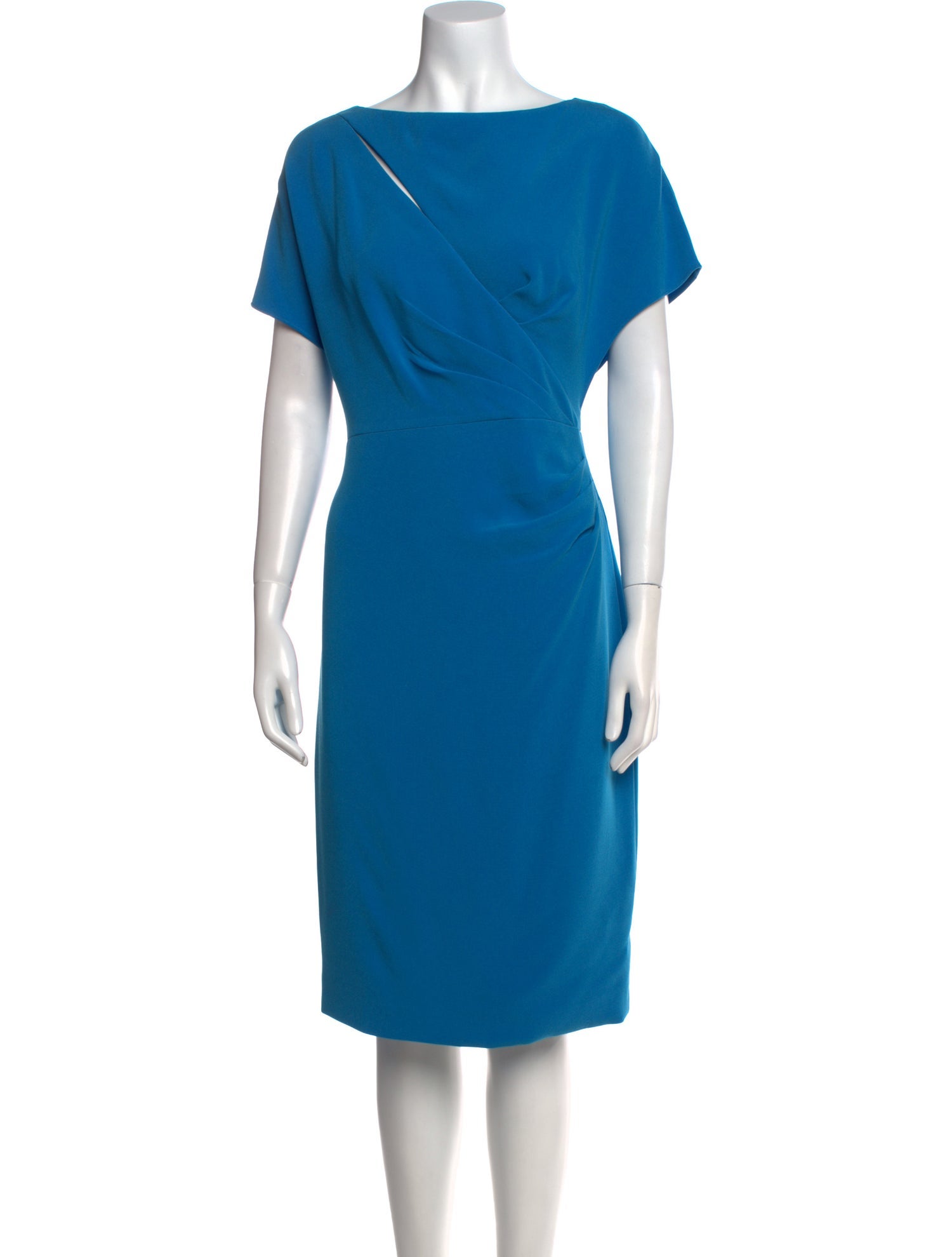 Teri Jon Bateau Neckline Midi Length Dress