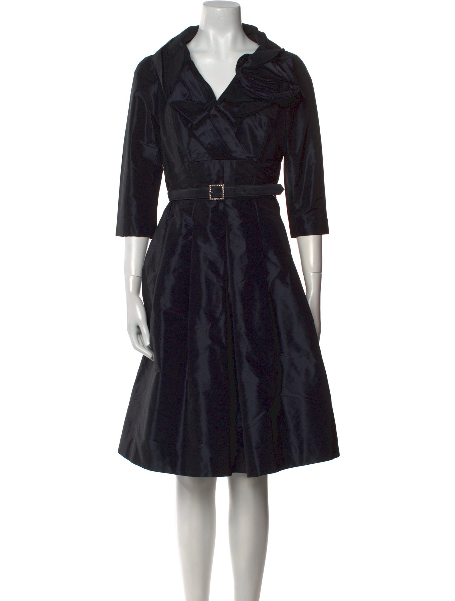 Teri Jon V-Neck Midi Length Dress