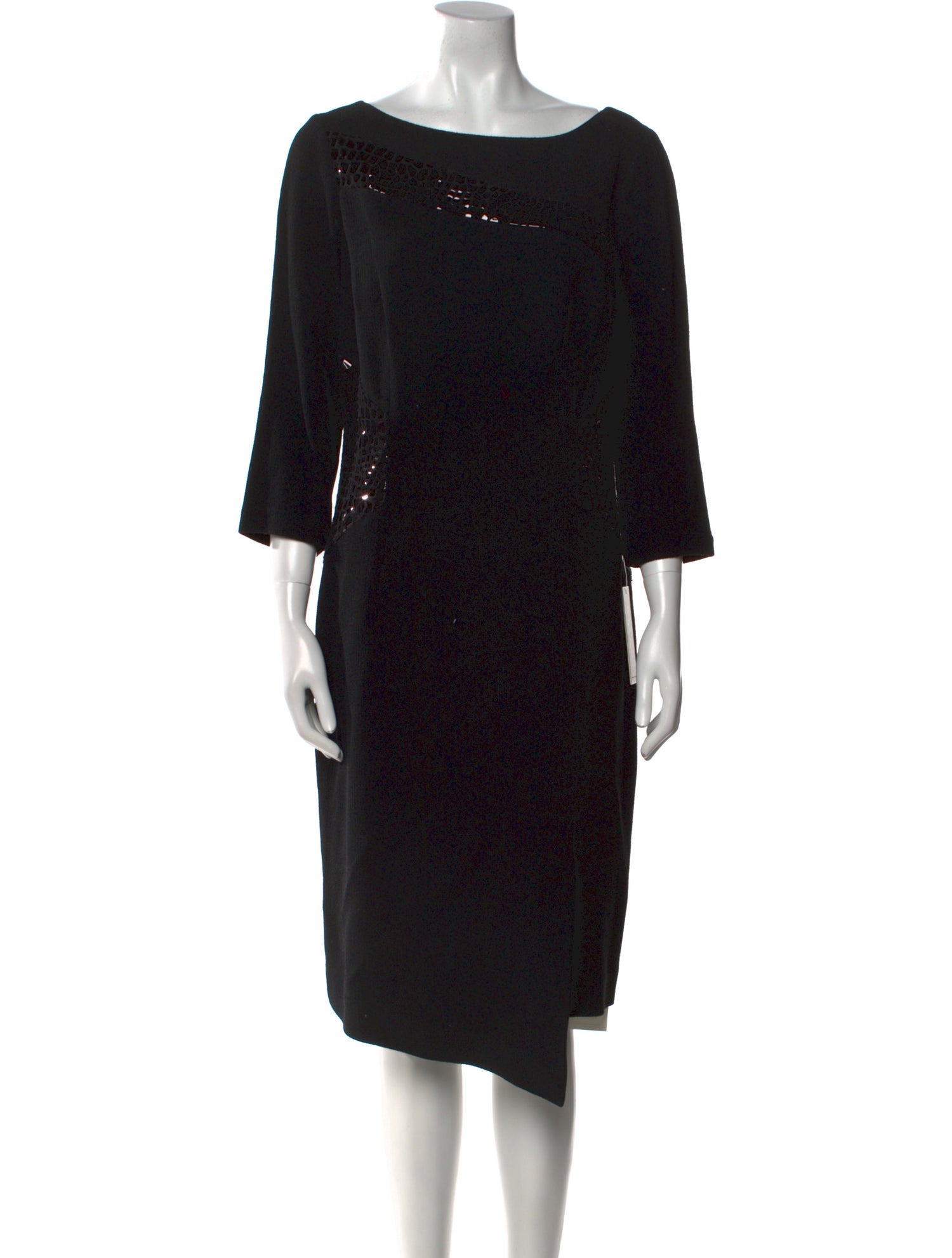 Teri Jon Bateau Neckline Midi Length Dress