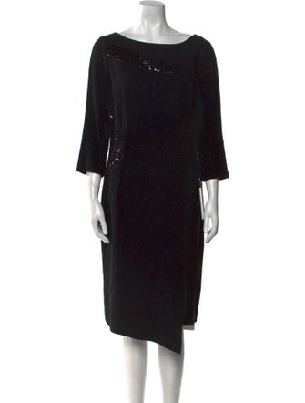 Teri Jon Bateau Neckline Midi Length Dress