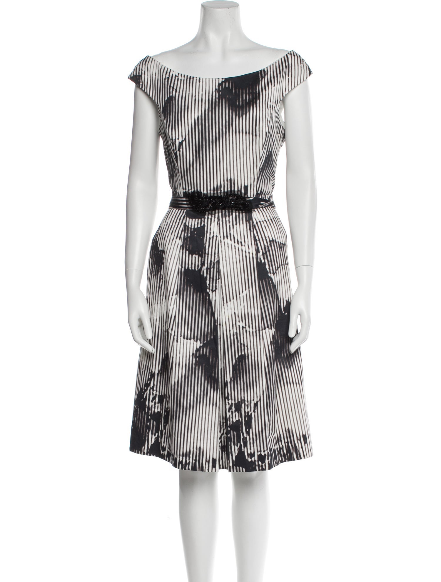 Teri Jon Striped Knee-Length Dress