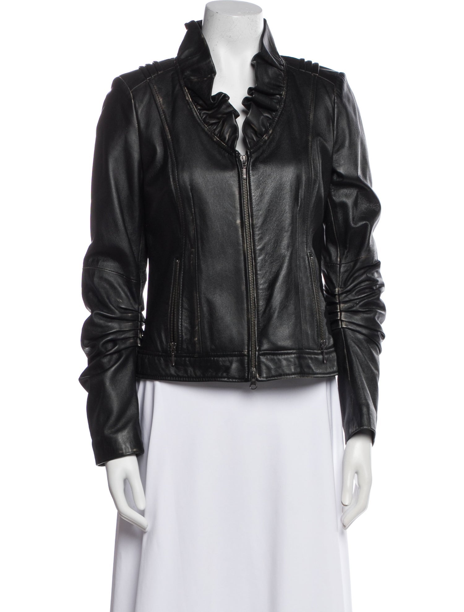 Teri Jon Leather Biker Jacket