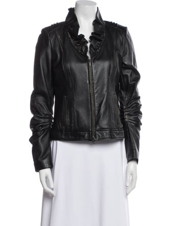 Teri Jon Leather Biker Jacket