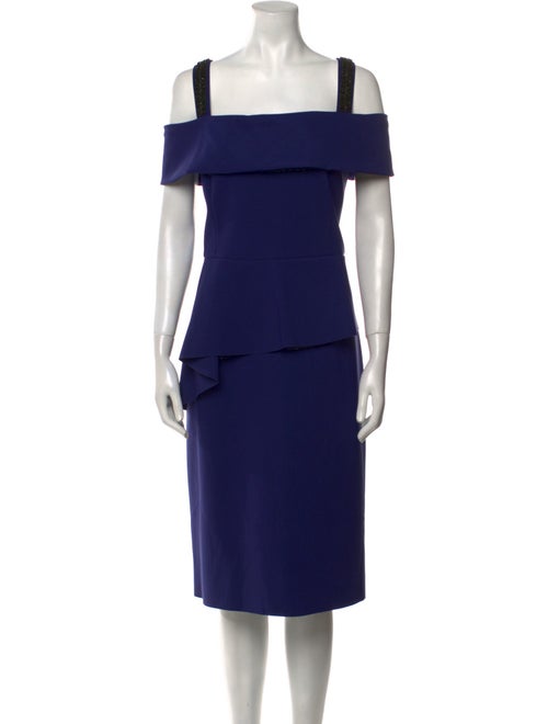 Teri Jon Square Neckline Midi Length Dress