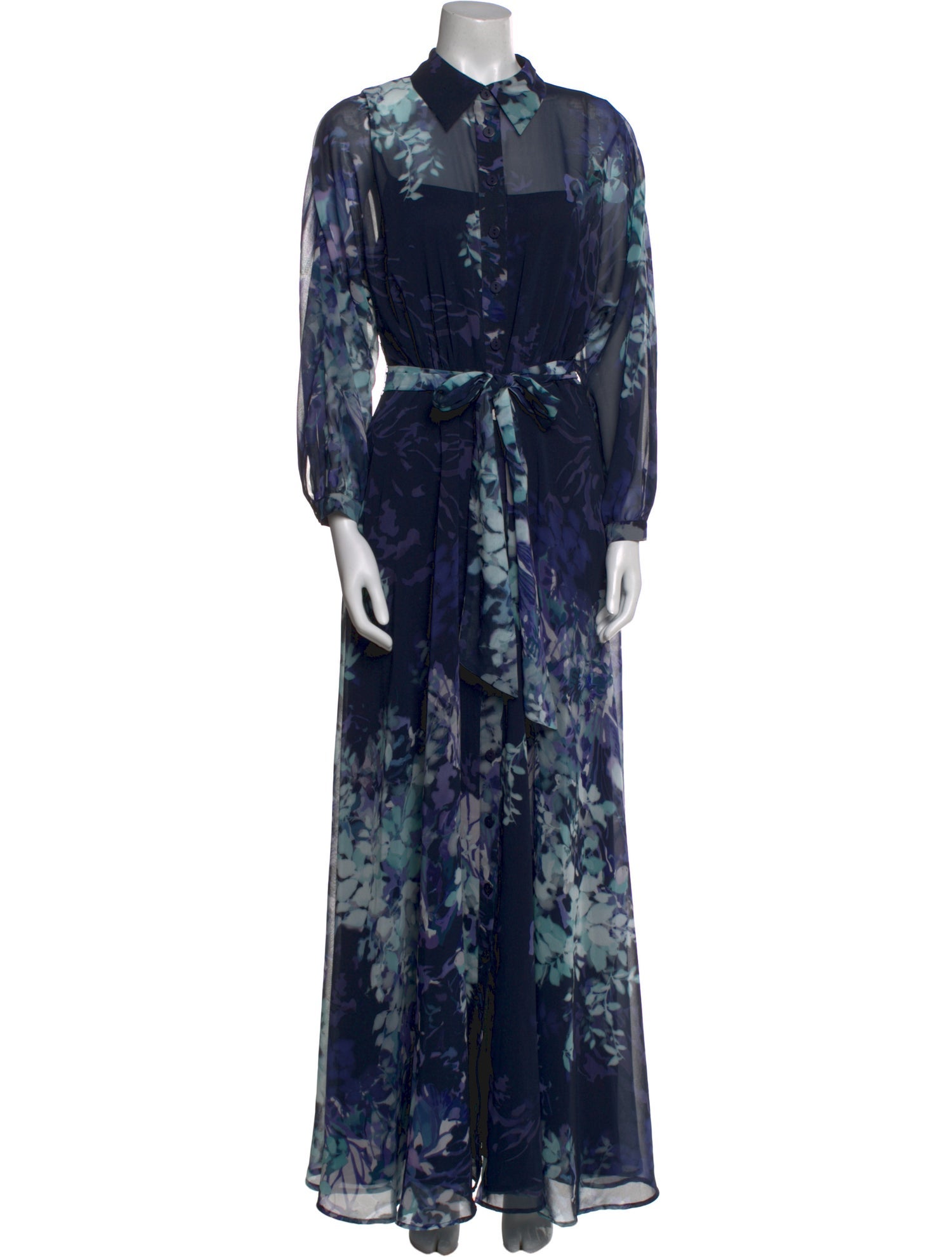 Teri Jon Floral Print Long Dress