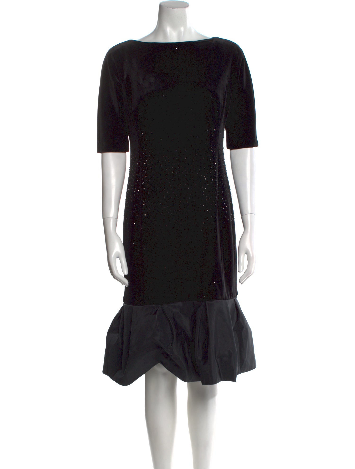 Teri Jon Bateau Neckline Midi Length Dress