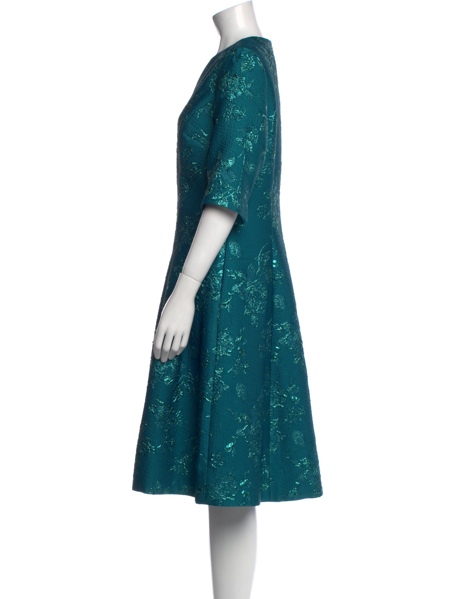 Teri Jon Crew Neck Midi Length Dress