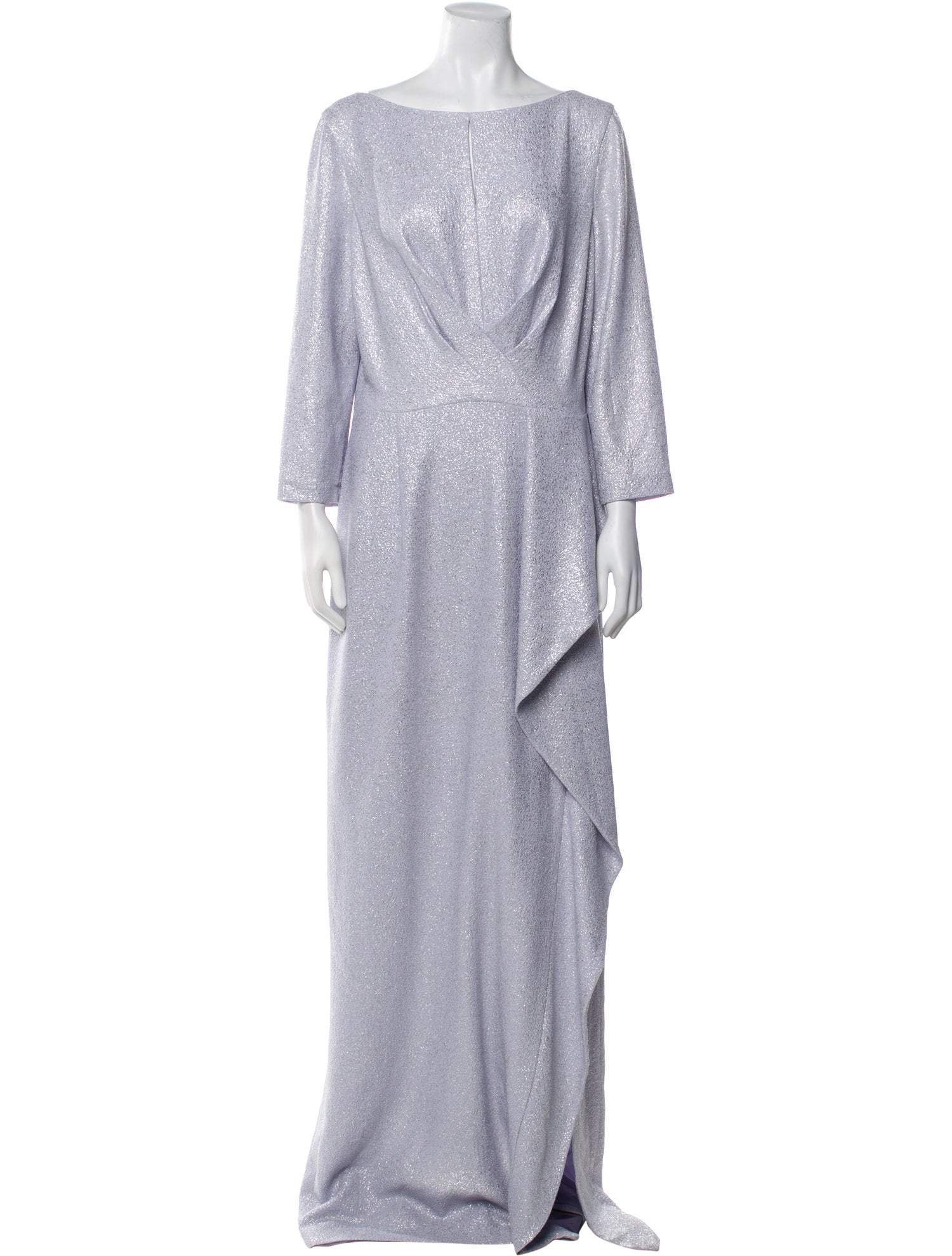 Teri Jon Bateau Neckline Long Dress