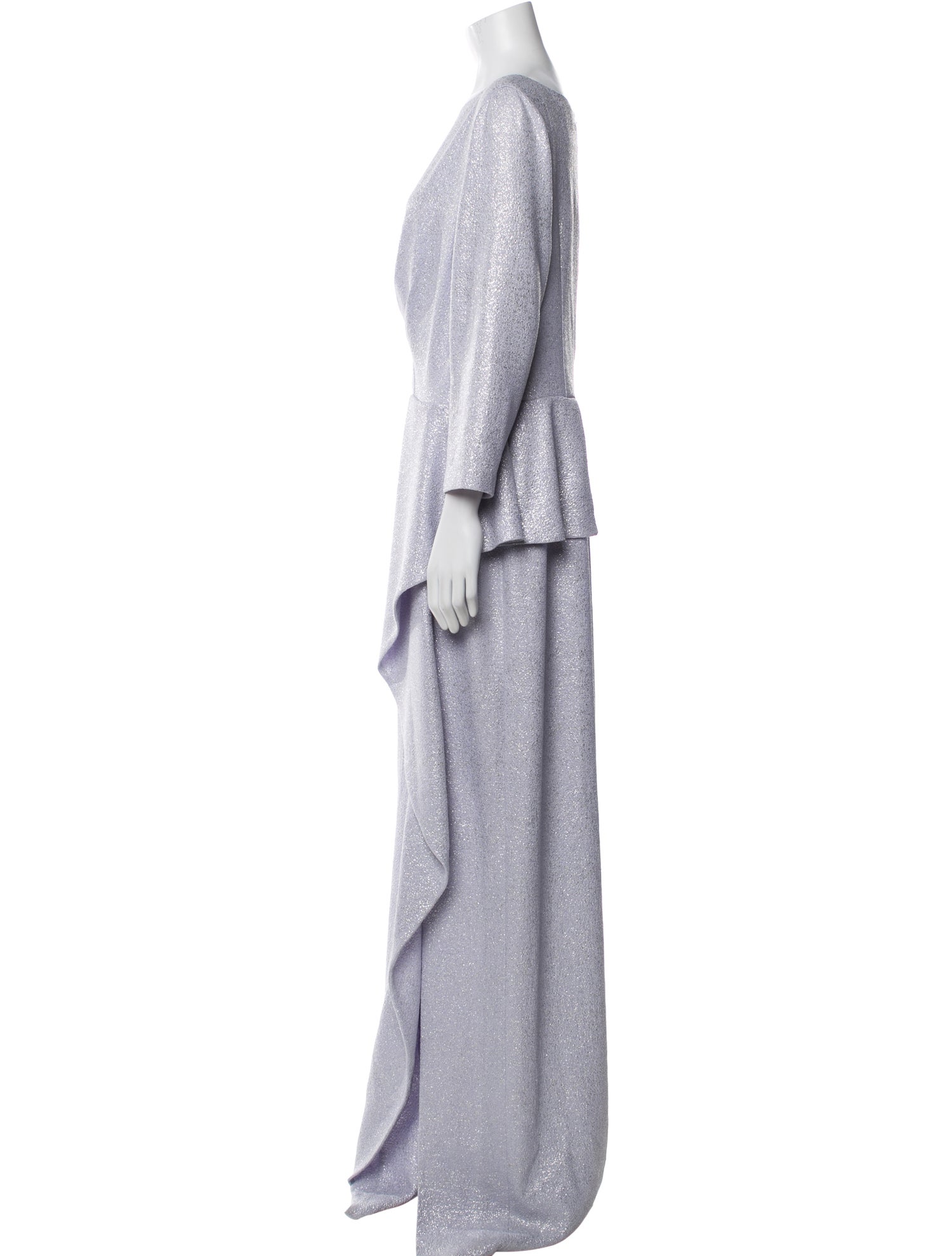 Teri Jon Bateau Neckline Long Dress