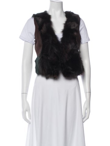 Pre-owned Teri Jon Wool Fur Jacket In Brown