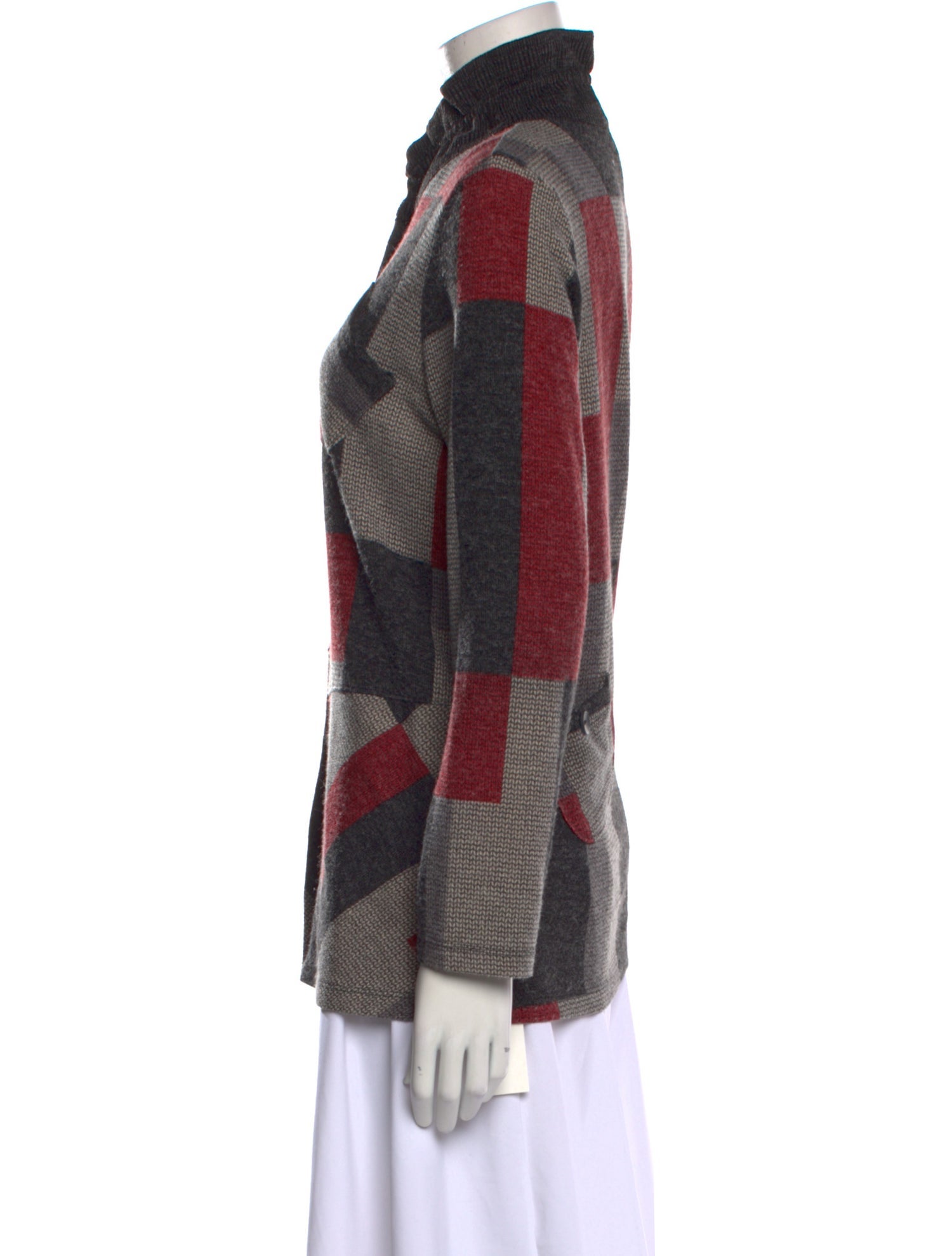 Terra Plaid Print Mock Neck Button-Up Top