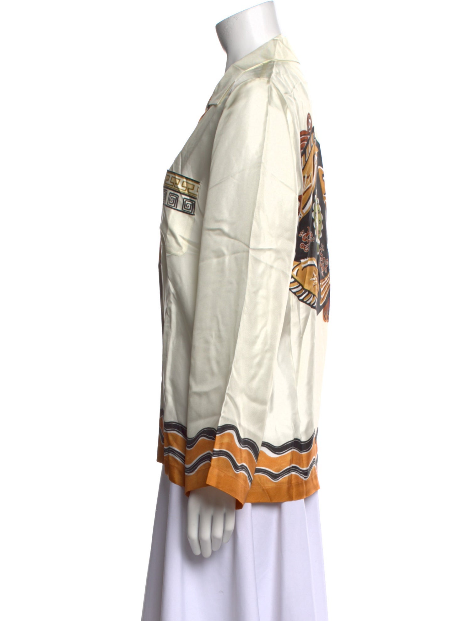 Tressé Silk Striped Button-Up Top w/ Tags