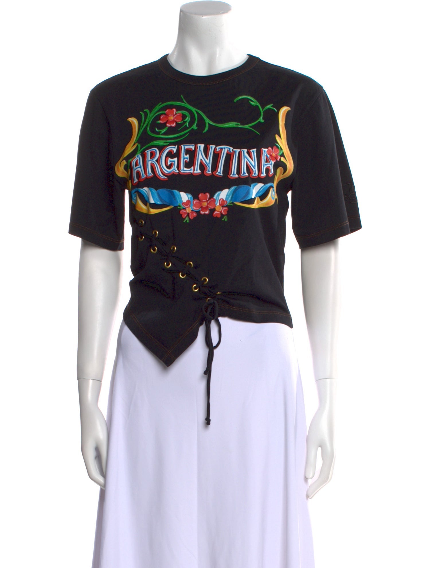 Tressé Graphic Print Crew Neck T-Shirt w/ Tags