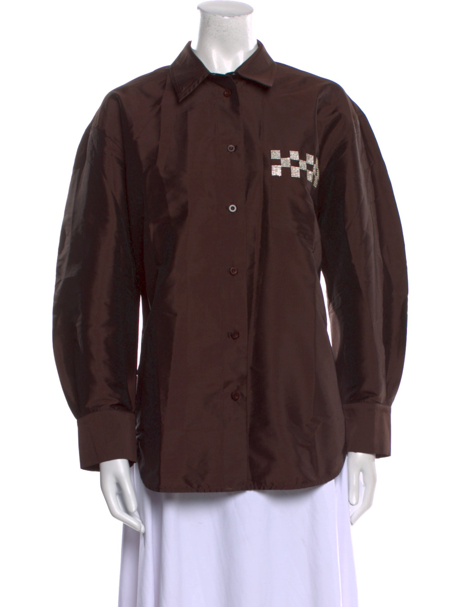 Tressé Silk Long Sleeve Button-Up Top w/ Tags