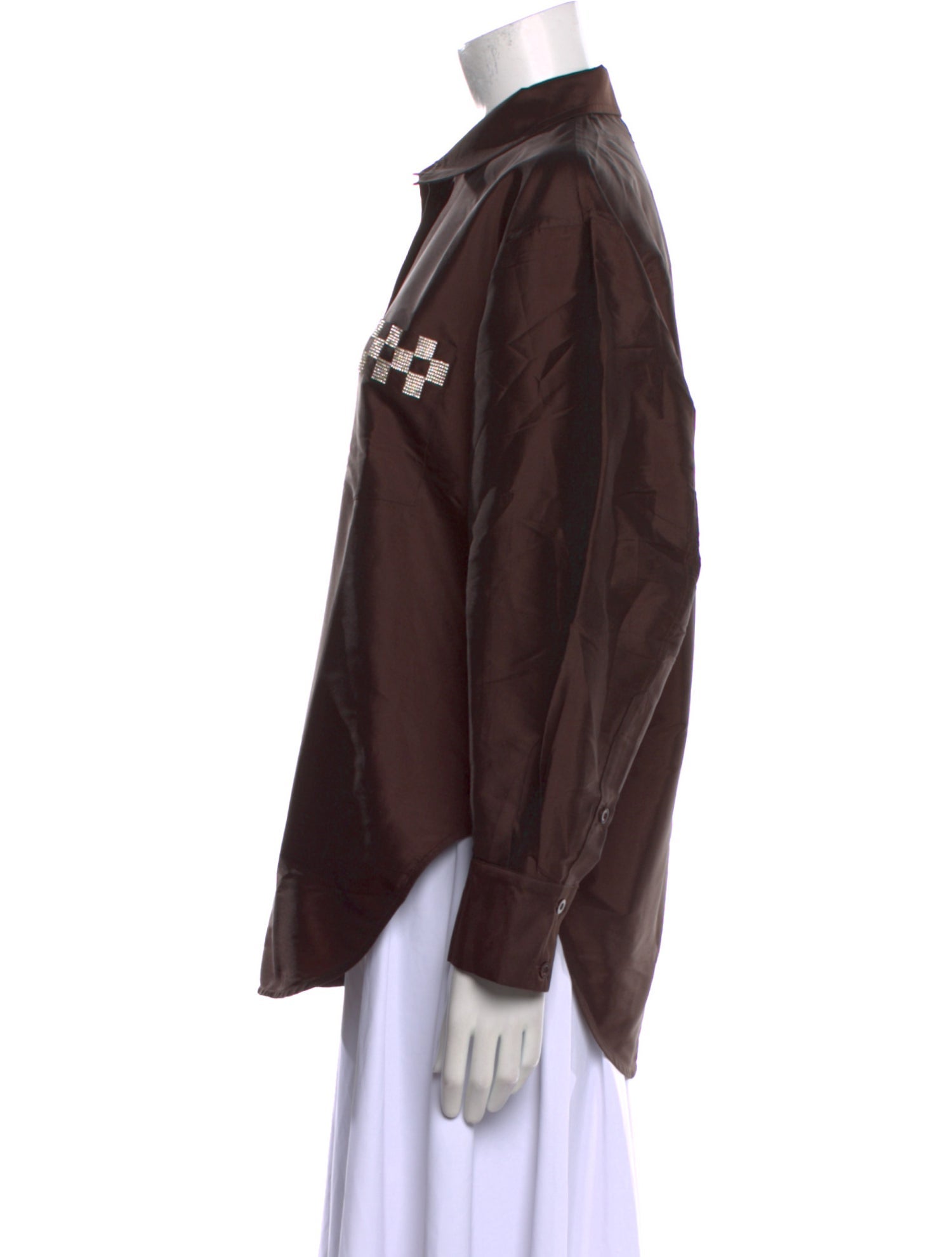 Tressé Silk Long Sleeve Button-Up Top w/ Tags