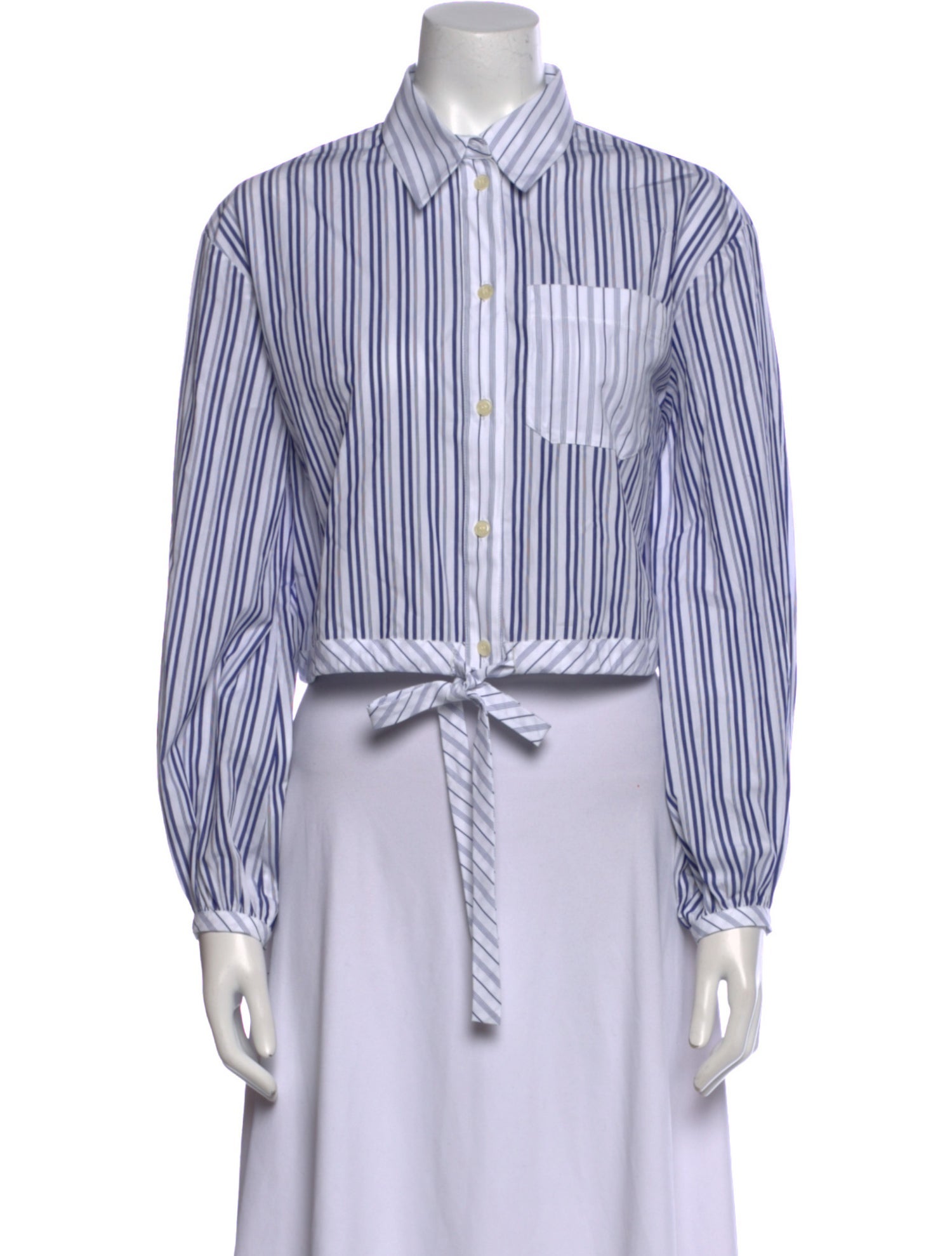 Tressé Striped Long Sleeve Button-Up Top w/ Tags