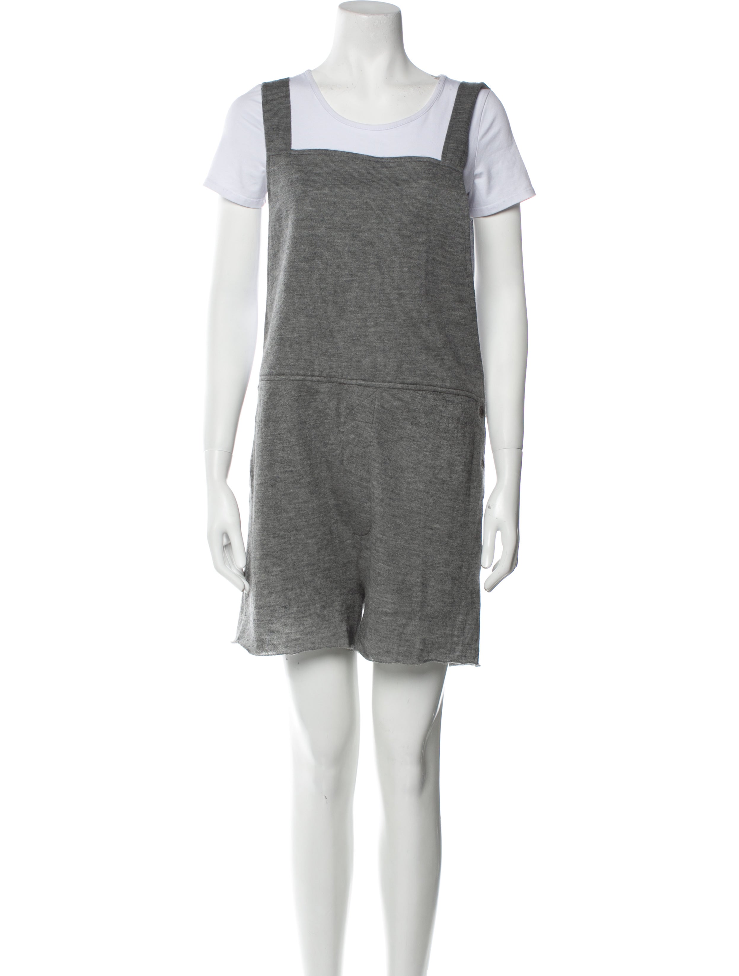 The Elder Statesman Cashmere Square Neckline Romper w/ Tags Grey, 12.