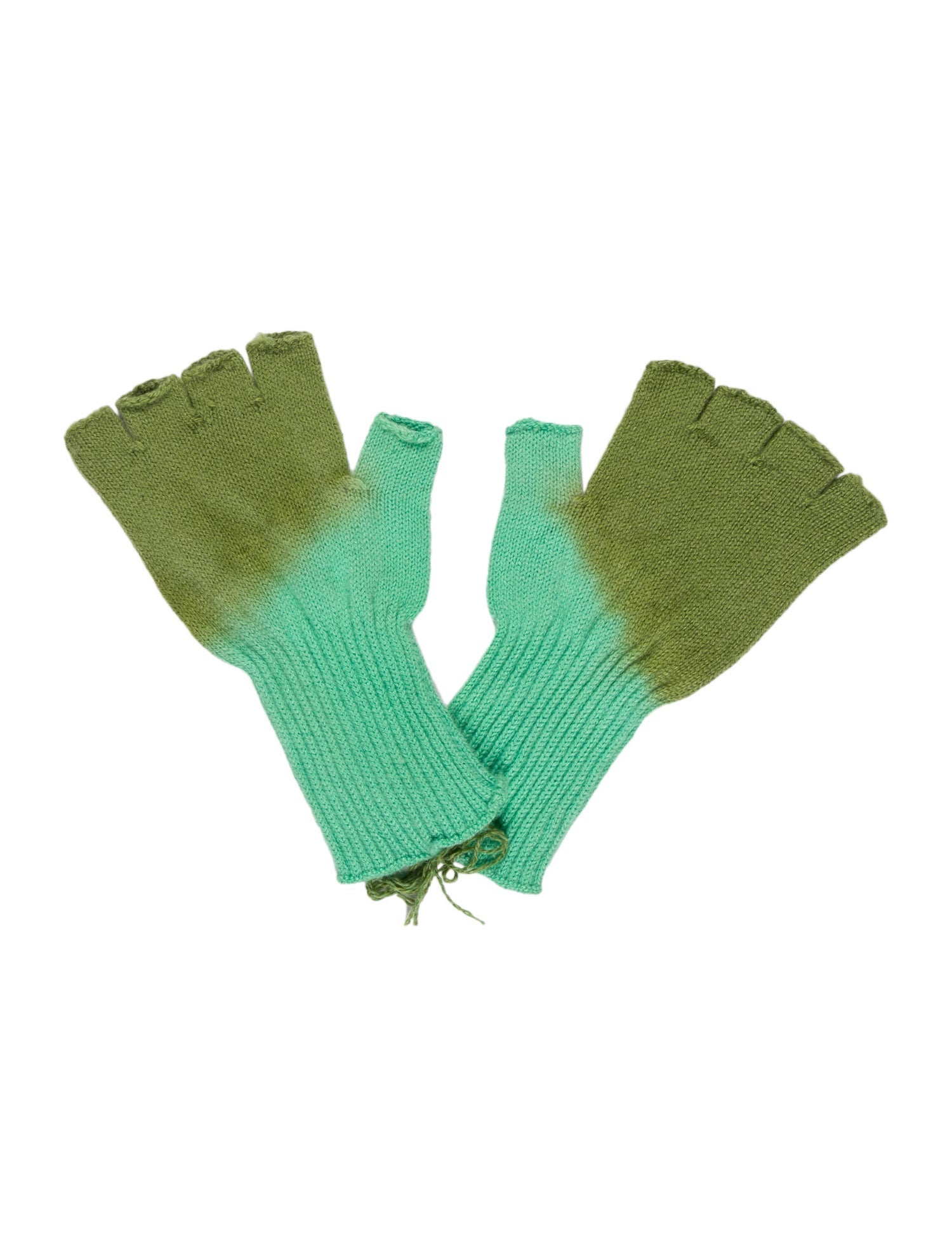 【THE ELDER STATESMAN】tie-dyed cashmere fingerless gloves The Elder Statesman Cashmere Fingerless Gloves - Green
