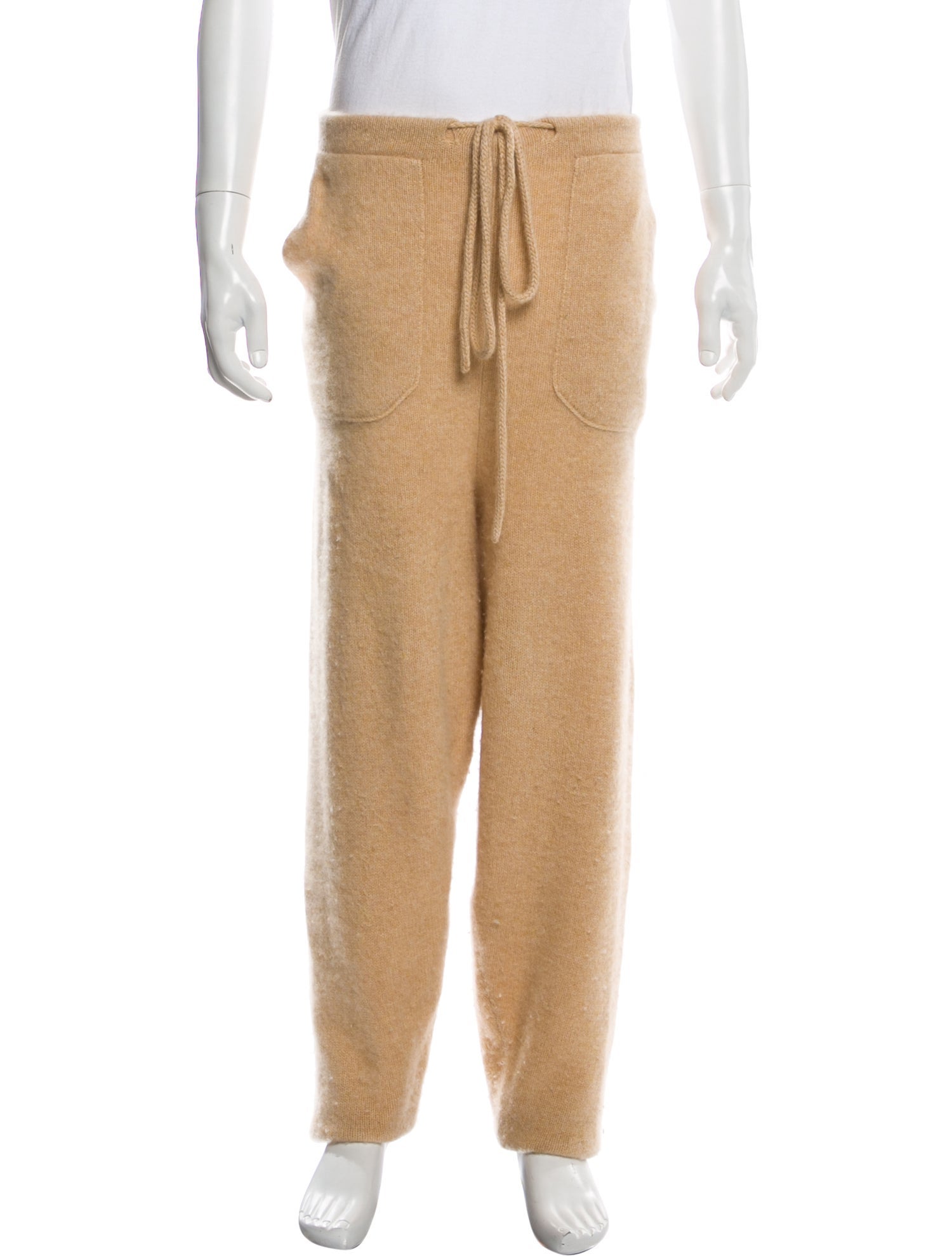 The Elder Statesman Cashmere Lounge Bottoms Neutrals, 15.5" Rise