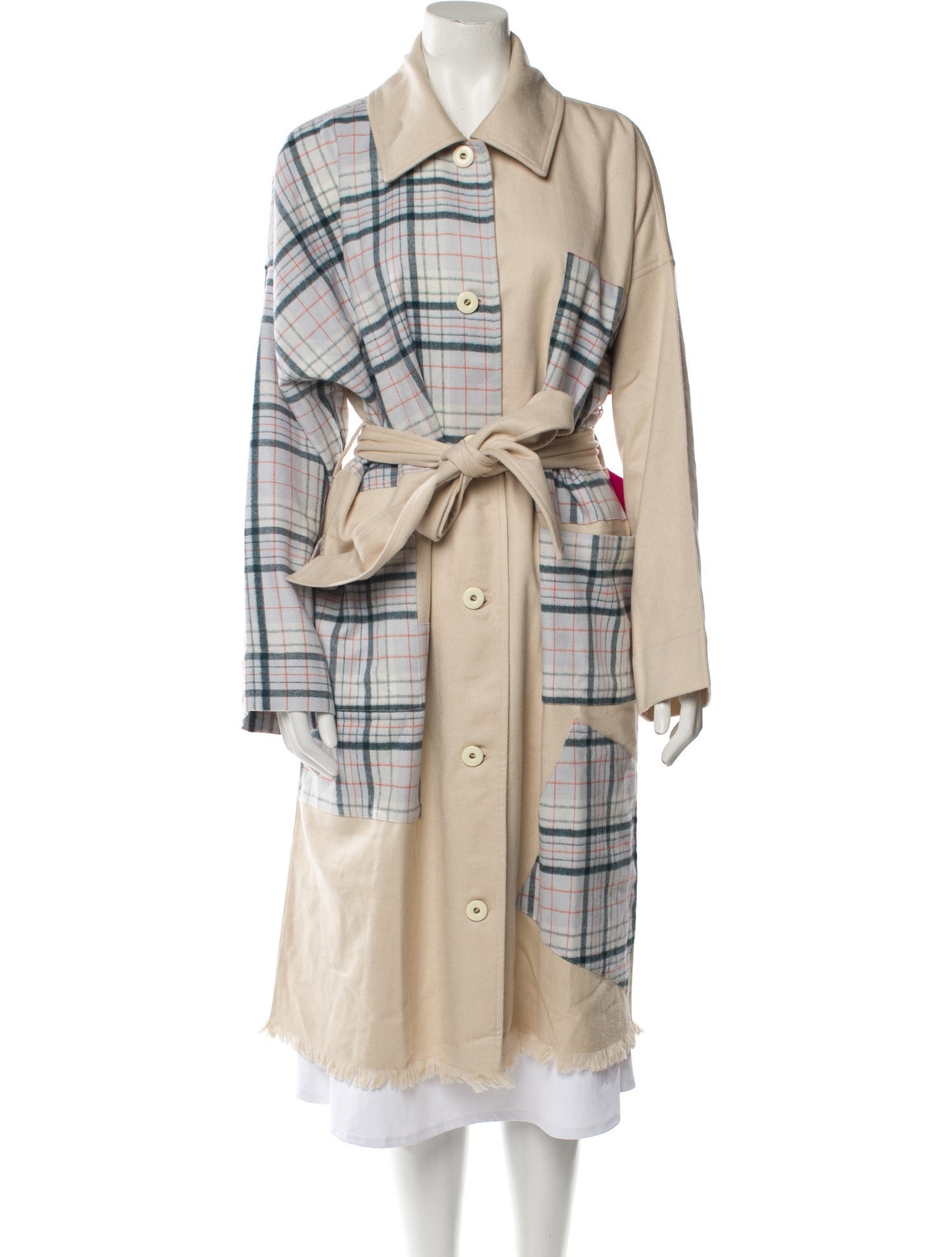 The Elder Statesman Plaid Print Trench Coat