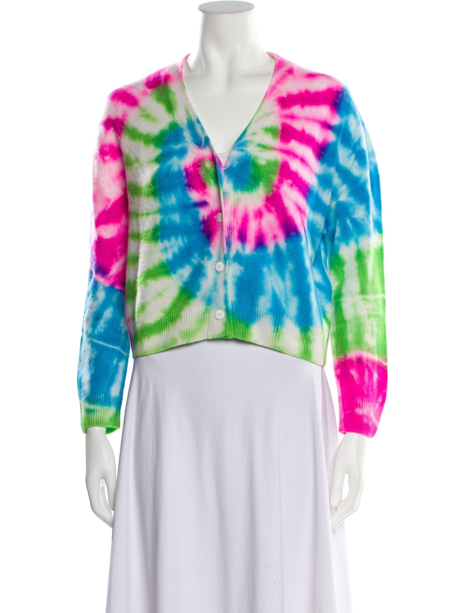 The Elder Statesman Tie-Dye Print V-Neck Sweater w/ Tags