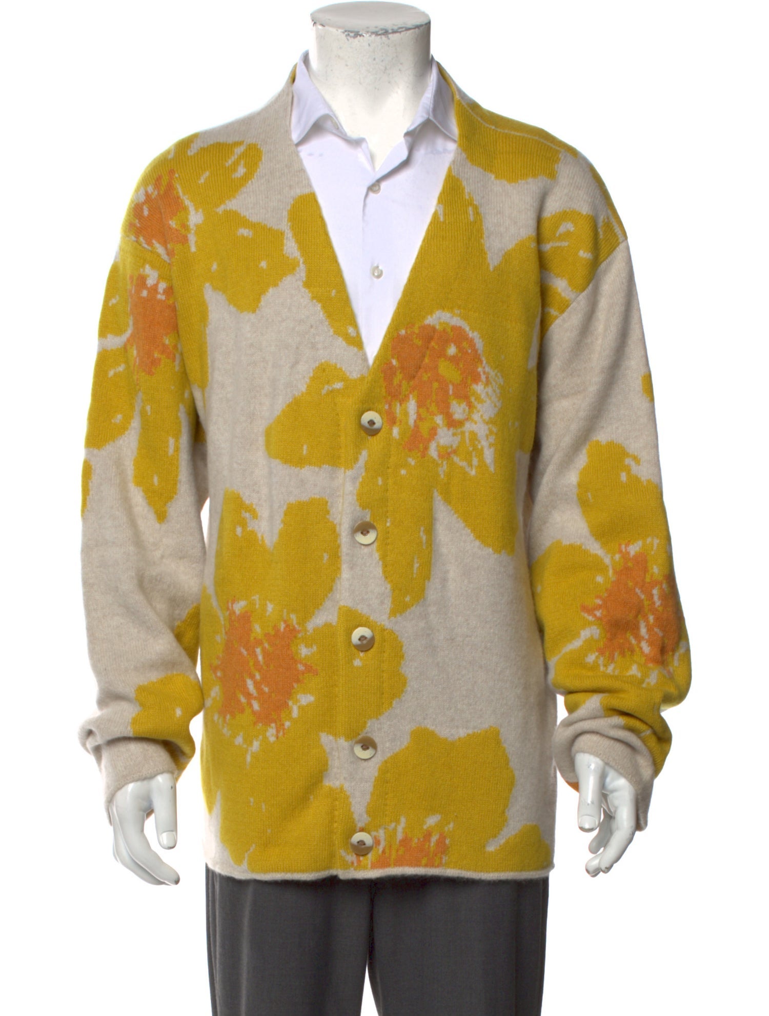 The Elder Statesman Floral Print V-Neck Cardigan w/ Tags