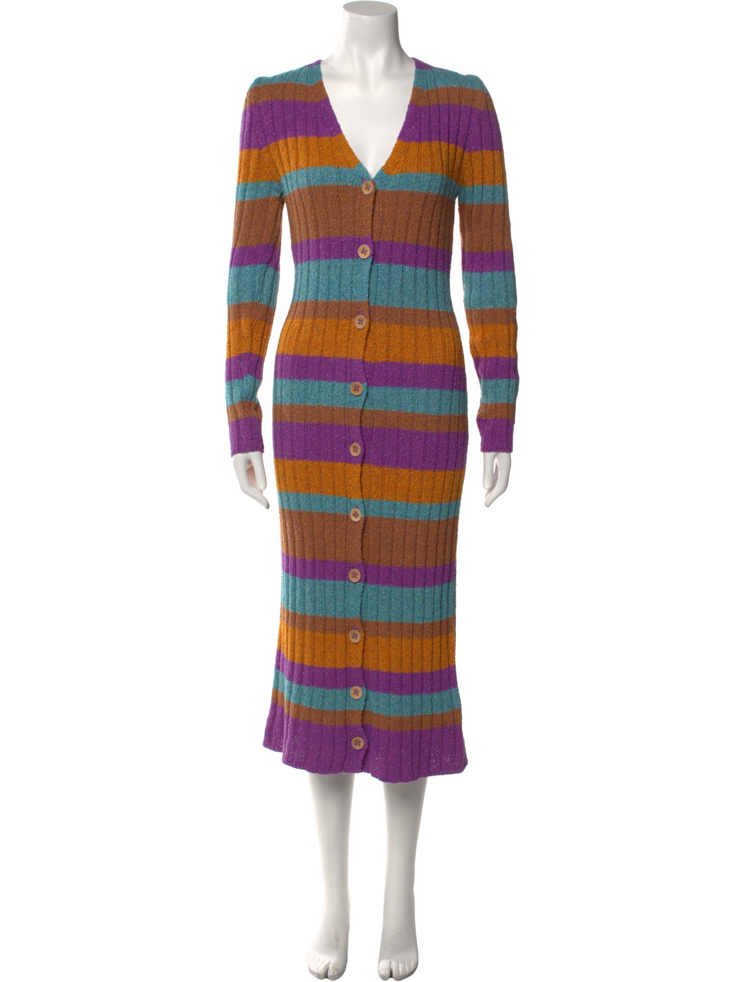The Elder Statesman Striped Midi Length Dress