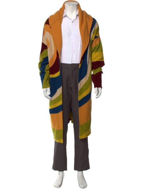 The Elder Statesman Colorblock Pattern Open Front Cardigan
