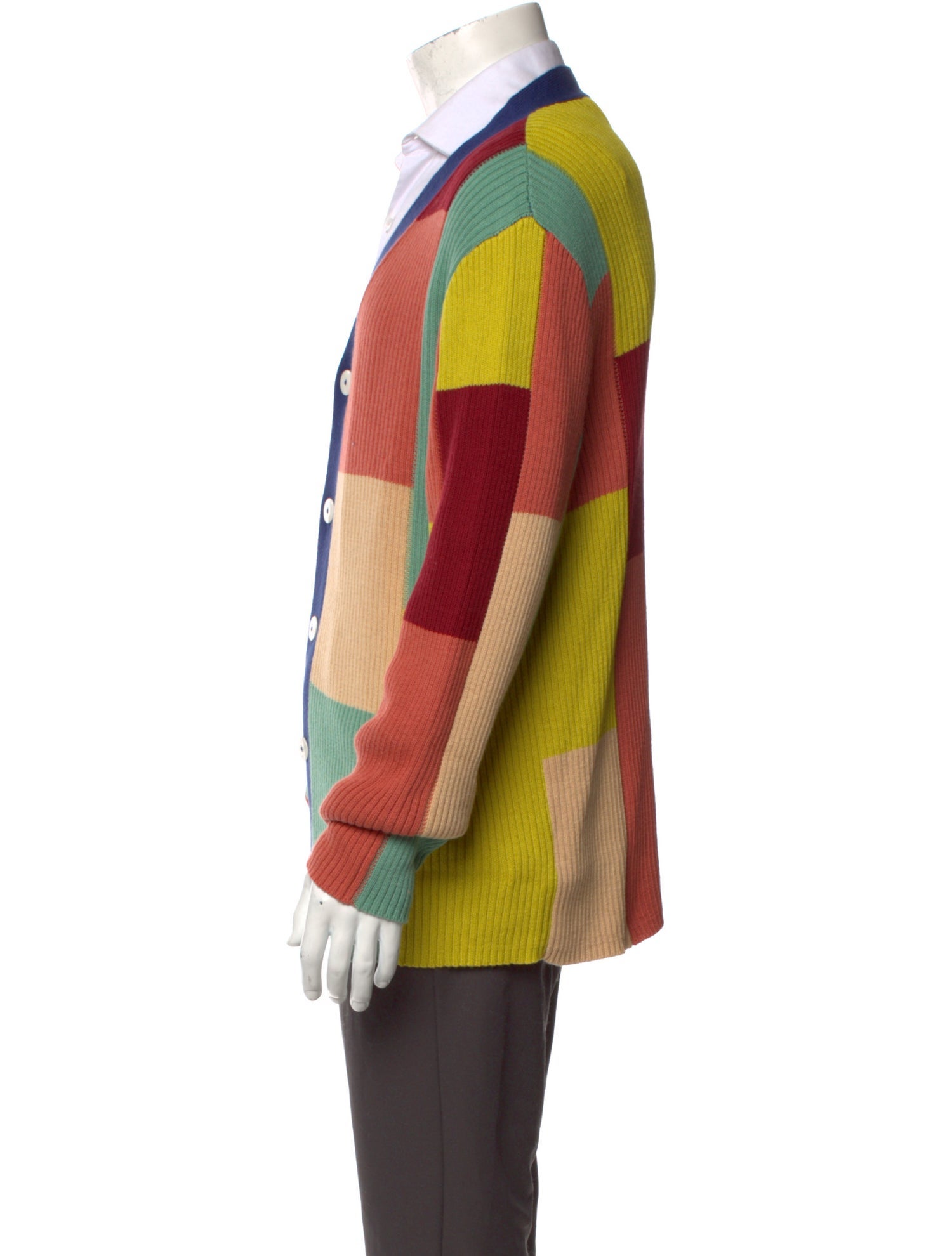 The Elder Statesman Colorblock Pattern V-Neck Cardigan w/ Tags