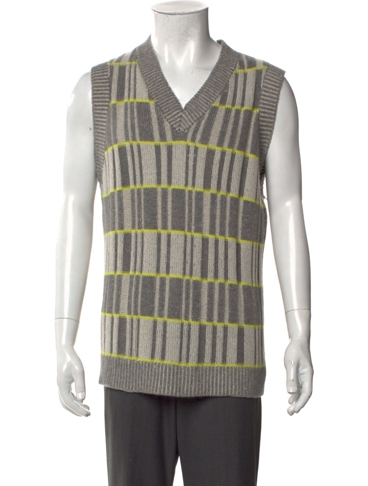 The Elder Statesman Cashmere Plaid Print Sweater Vest w/ Tags