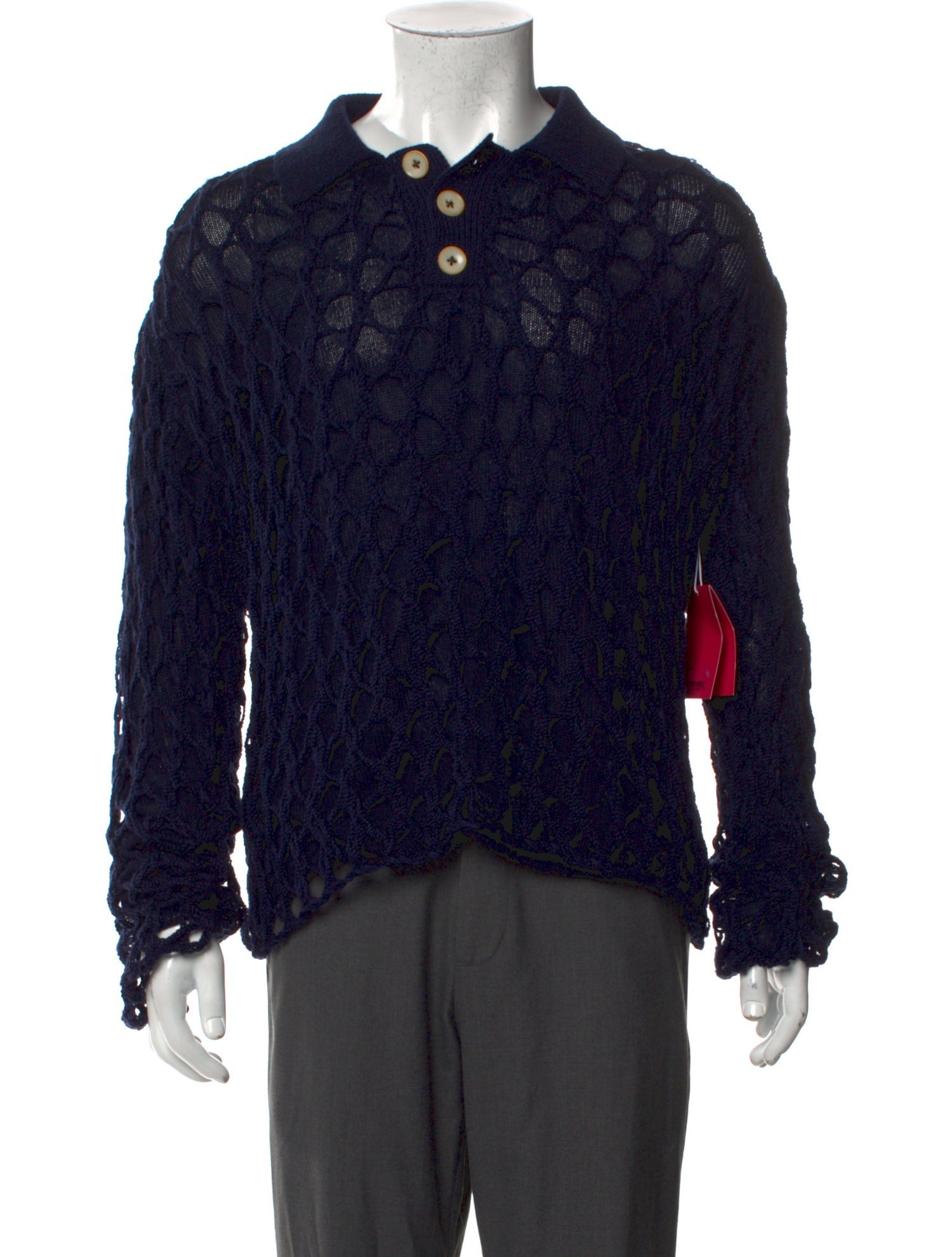The Elder Statesman Collar Long Sleeve Polo Sweater w/ Tags