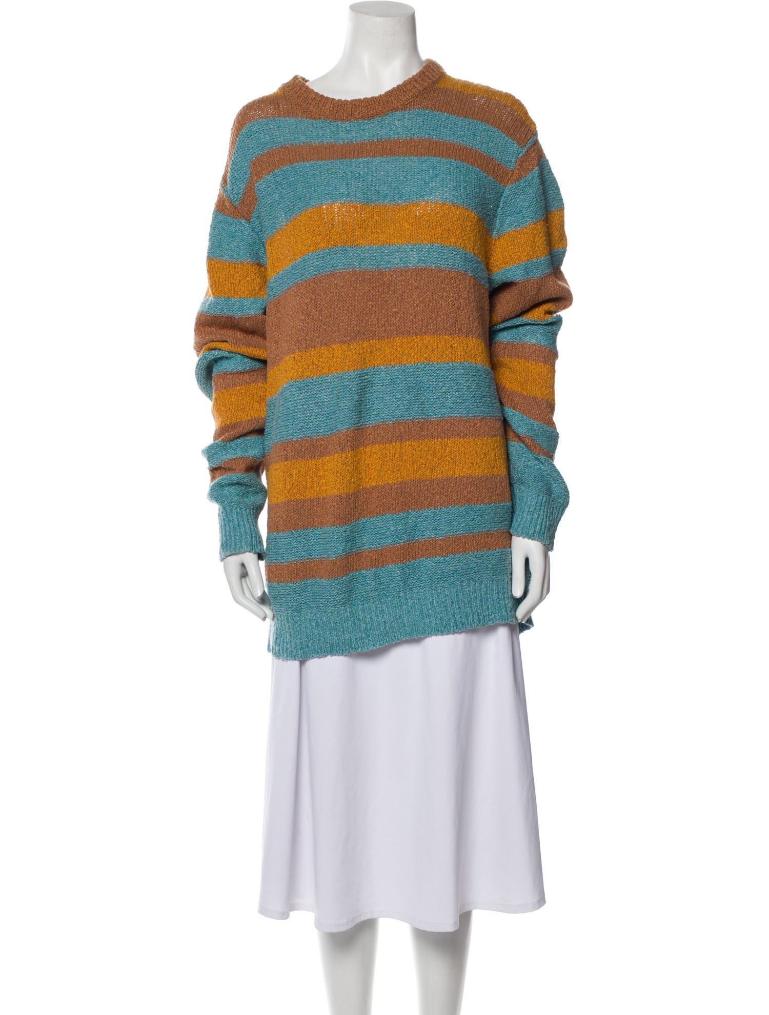 The Elder Statesman Striped Crew Neck Tunic