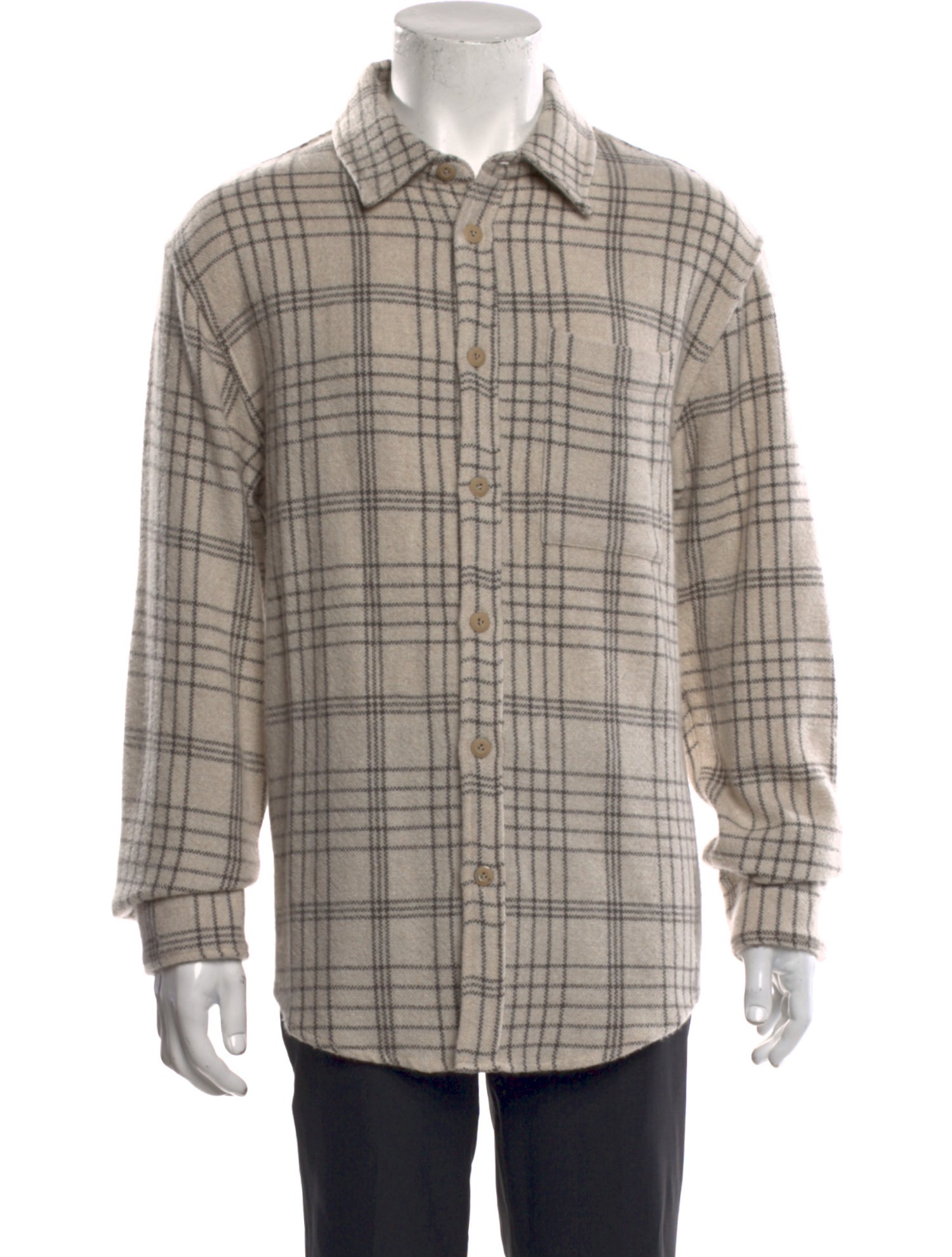 The Elder Statesman Cashmere Plaid Print Shirt