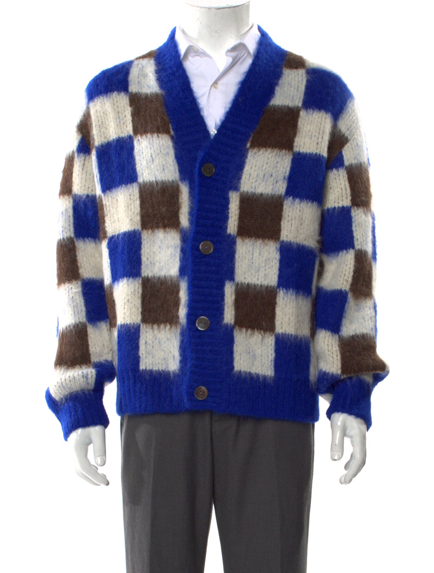 The Elder Statesman Alpaca Plaid Print Cardigan