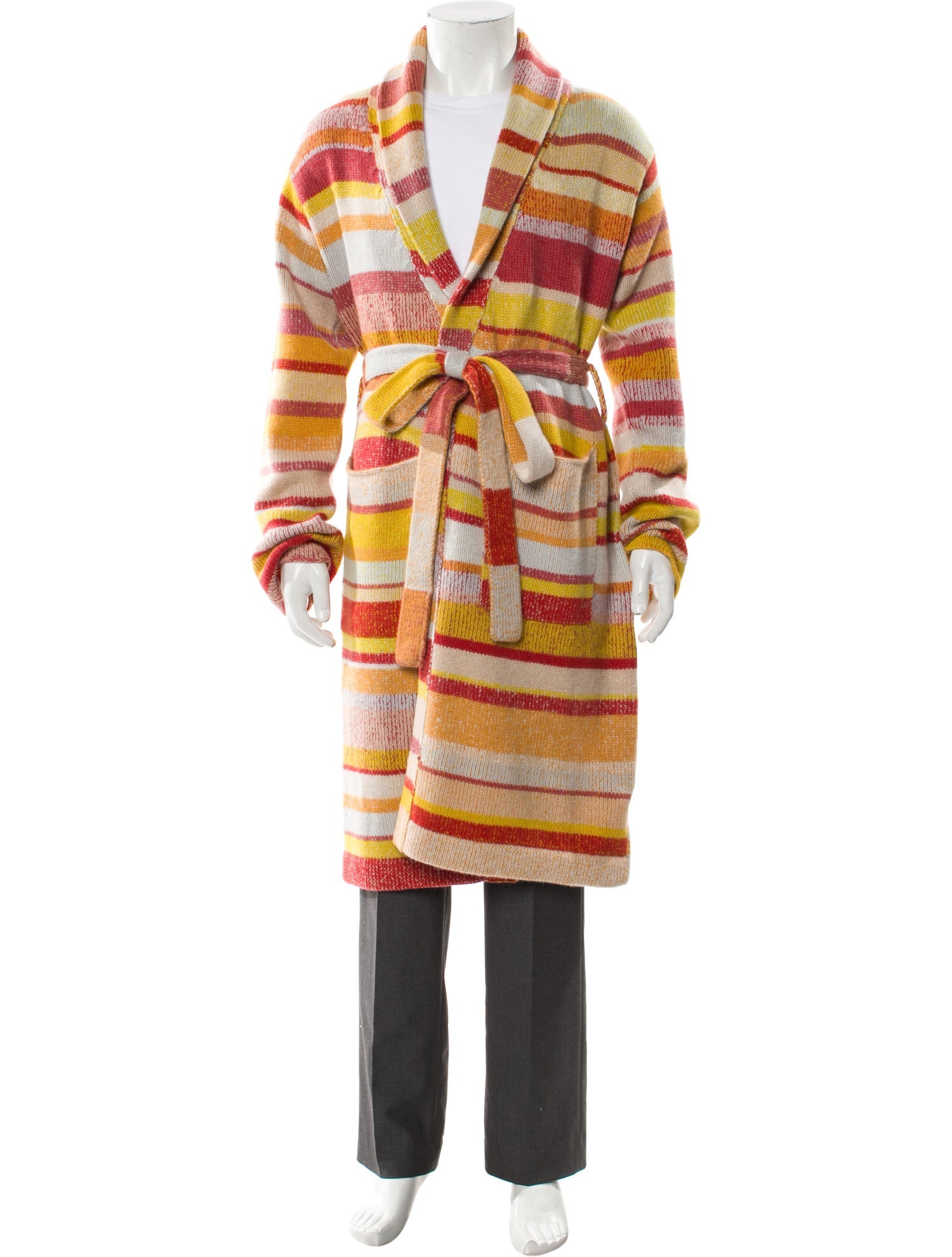 The Elder Statesman Cashmere Striped Robe