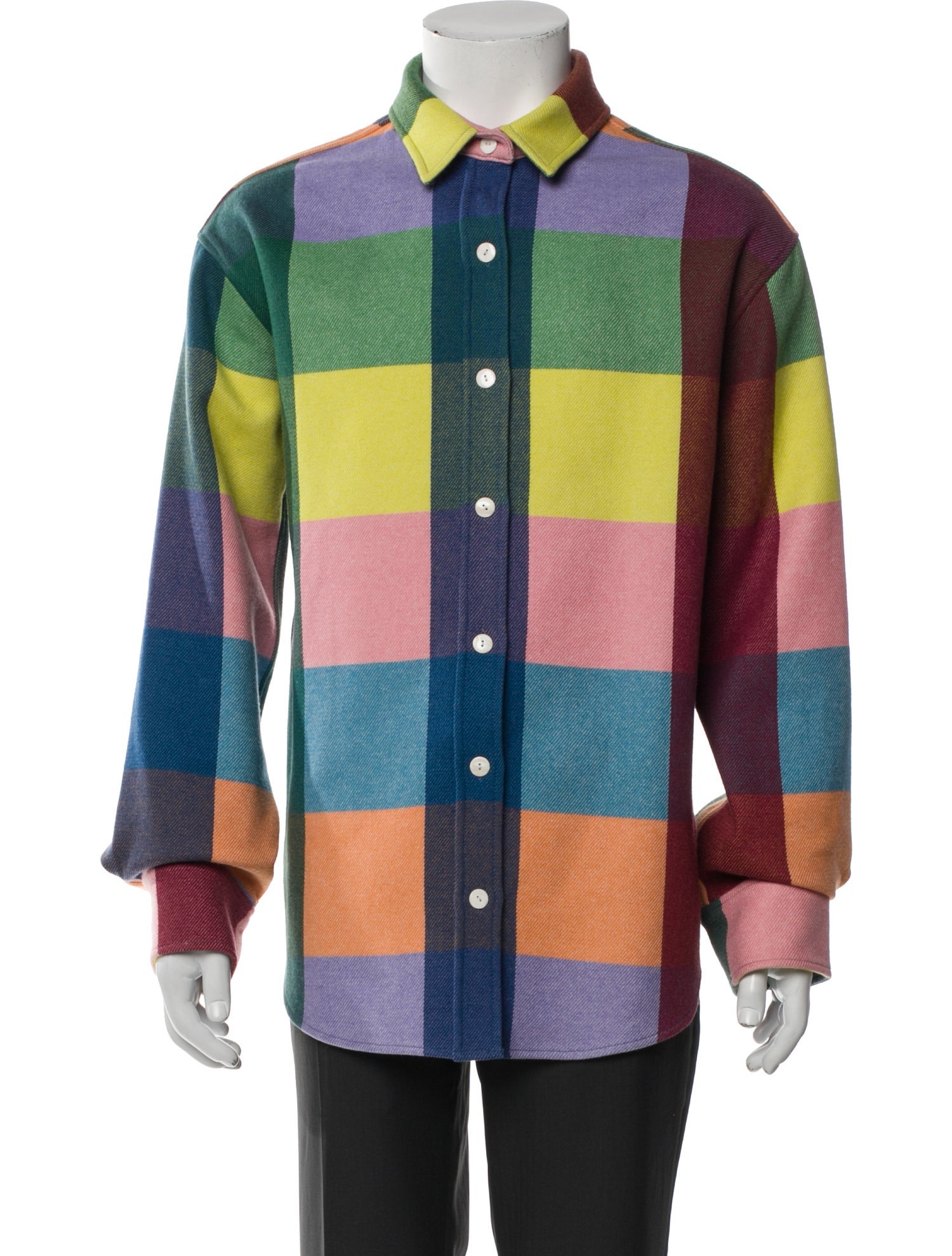 The Elder Statesman Wool Plaid Print Shirt