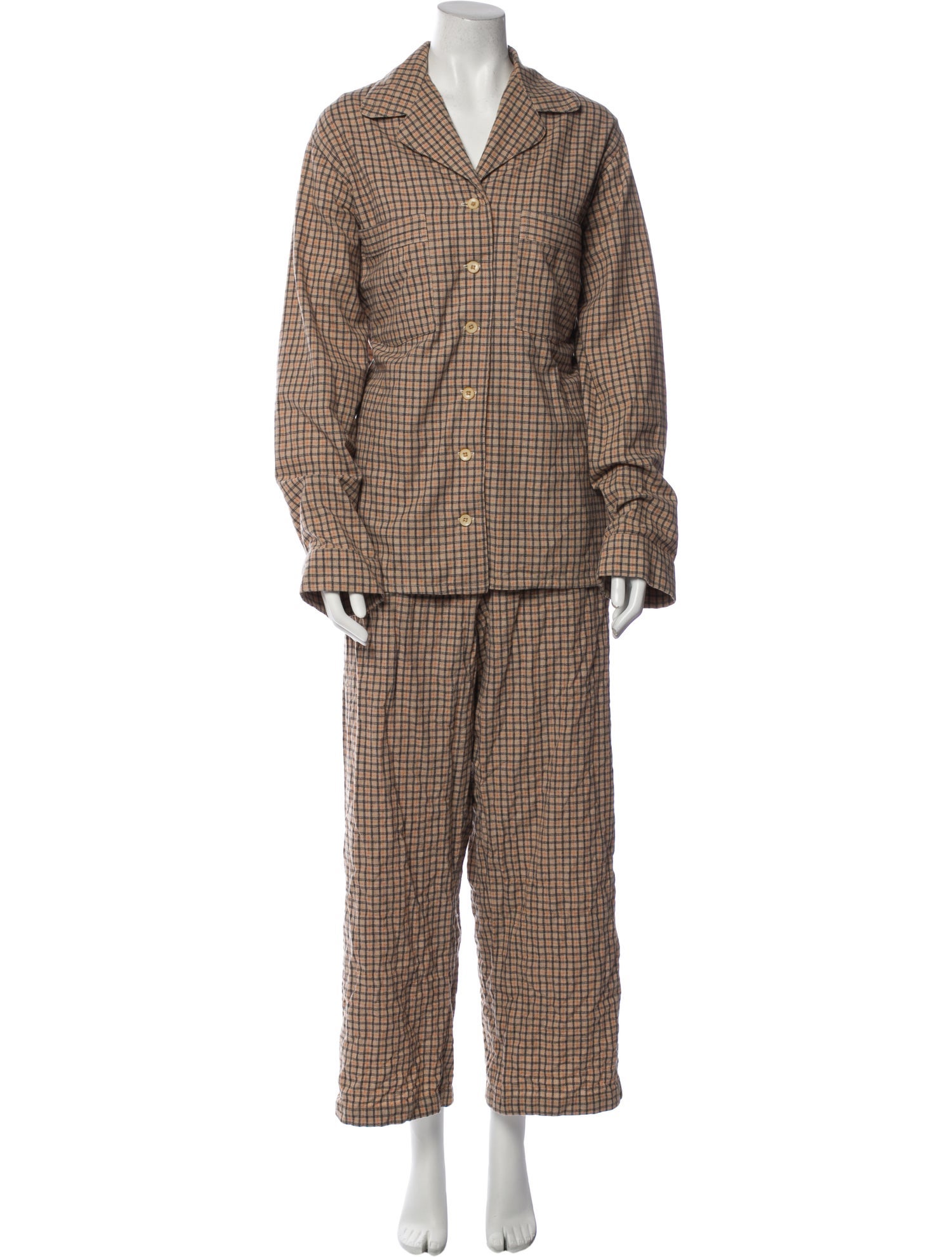 The Elder Statesman Plaid Print Pant Set