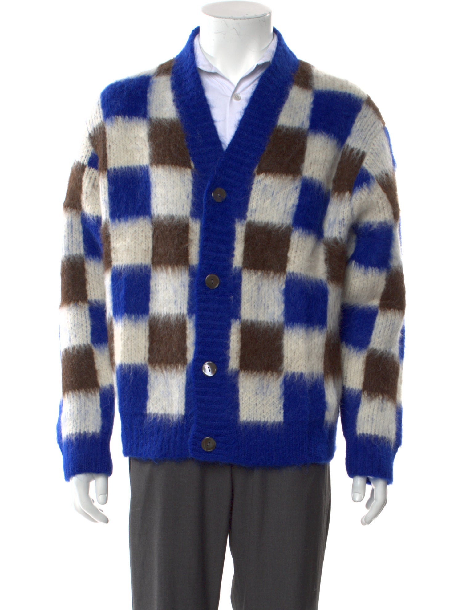 The Elder Statesman Alpaca Plaid Print Cardigan w/ Tags