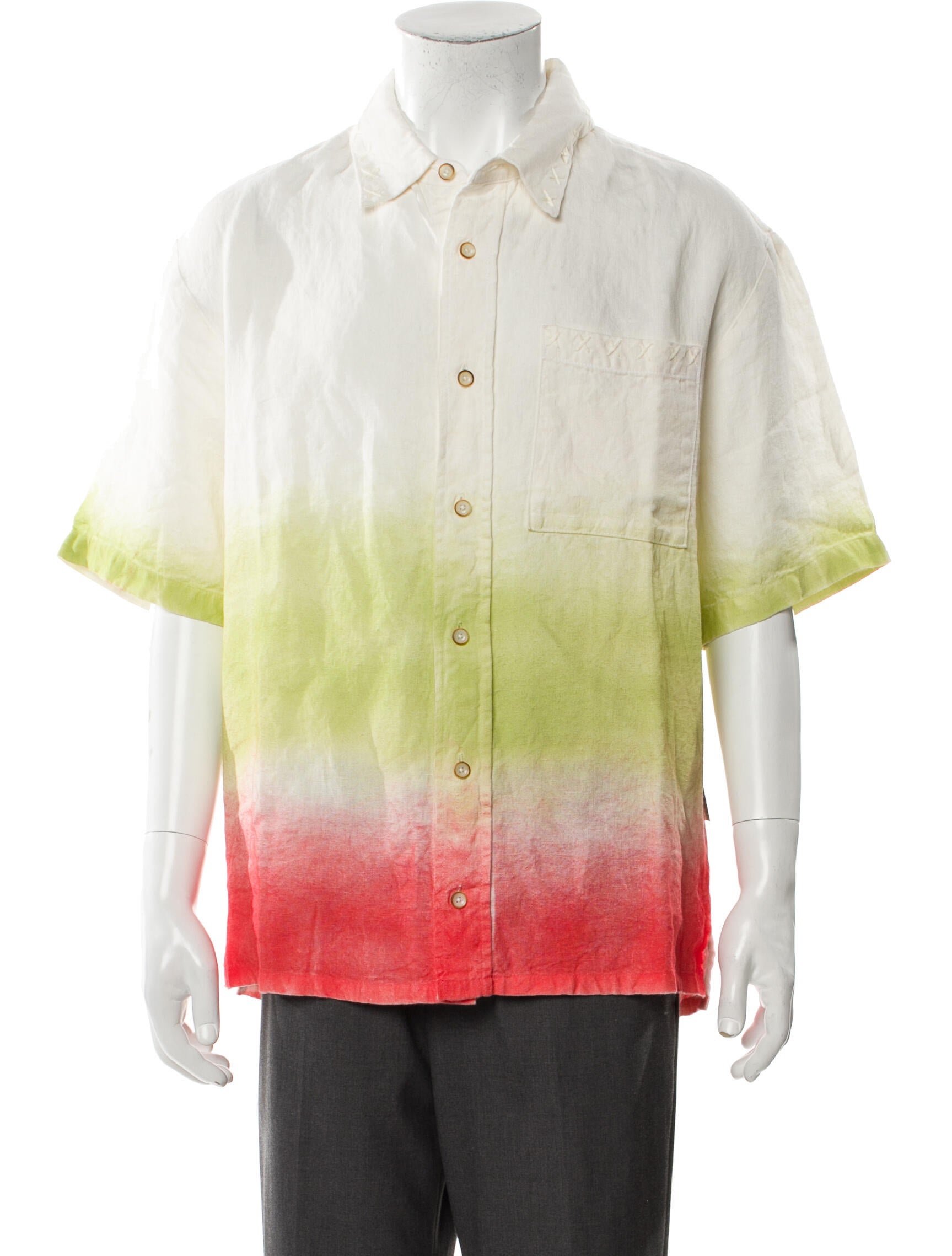 The Elder Statesman Linen Tie-Dye Print Shirt w/ Tags